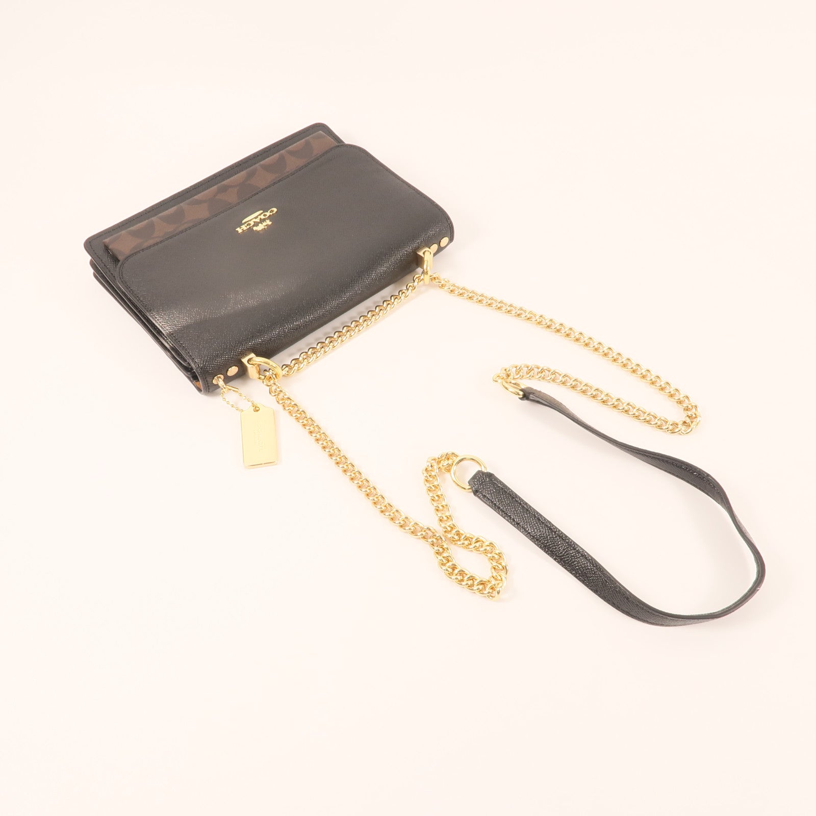 COACH 牛皮皮革Chain Shoulder金扣肩背袋