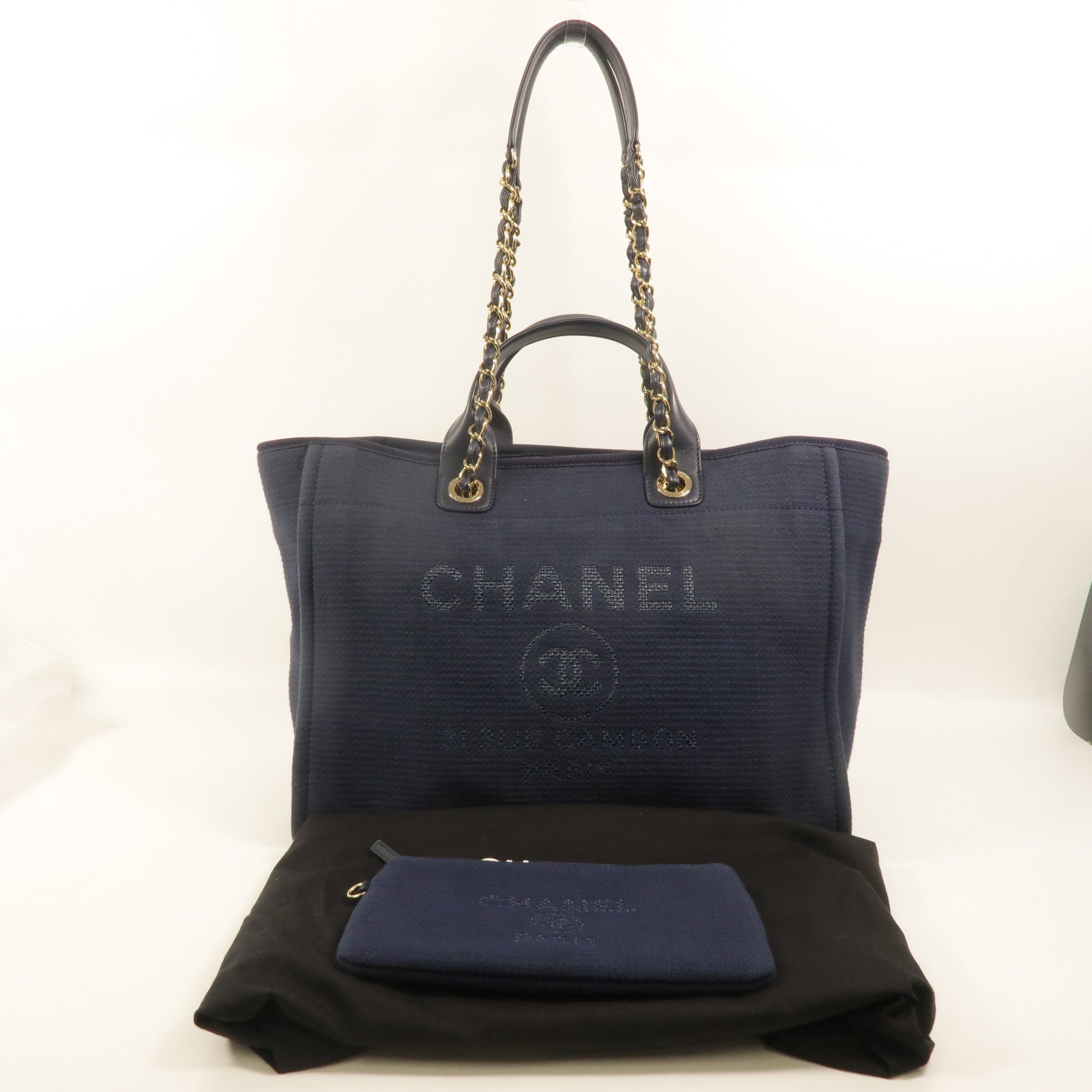 CHANEL 帆布Deauville Tote手挽肩背兩用袋