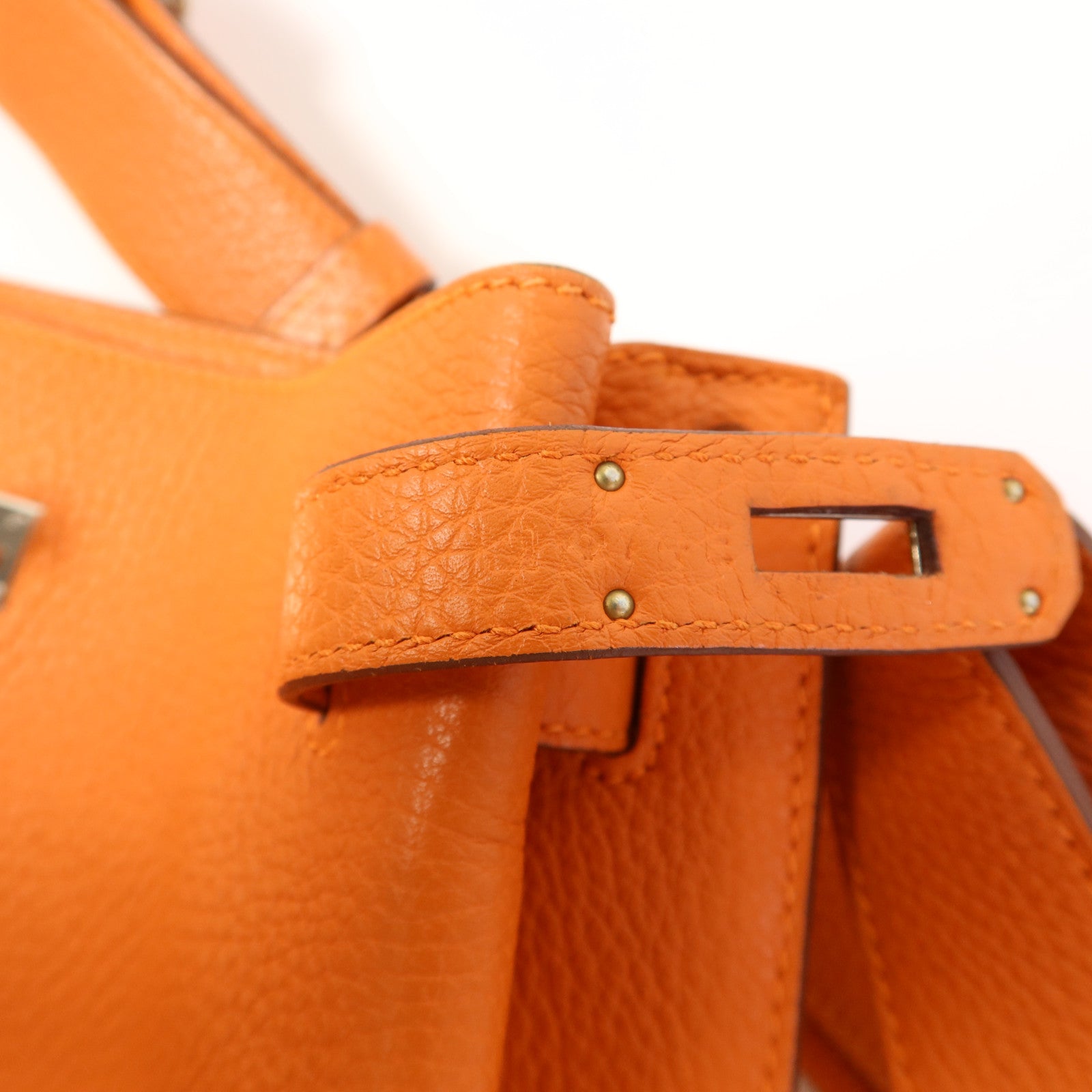 HERMES Togo皮革So Kelly 22銀扣肩背袋Orange