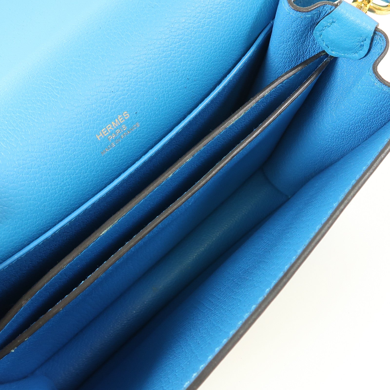 HERMES Evercolor皮革Mini Roulis金扣肩背袋Bleu Zanzibar