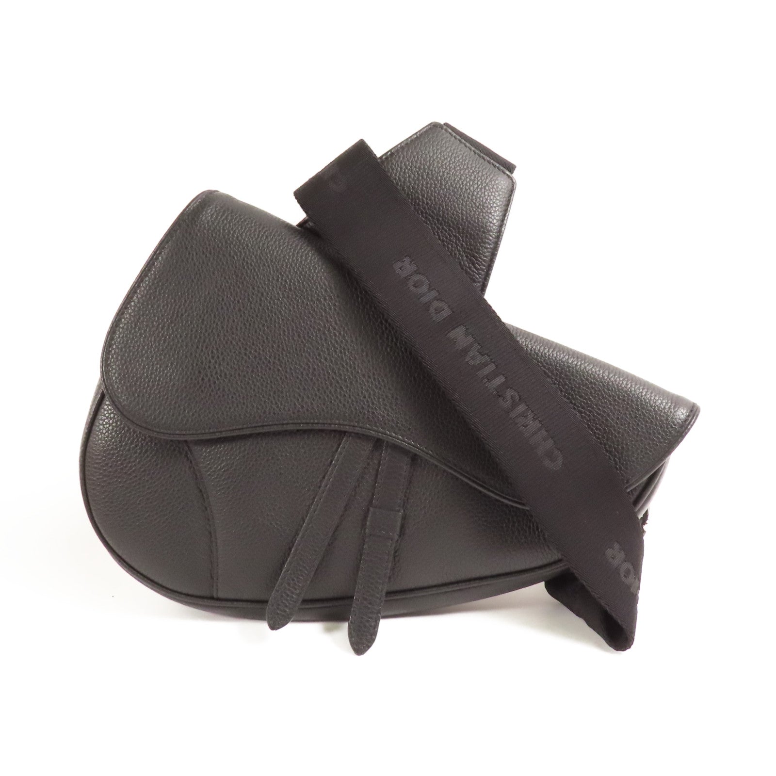 Dior 牛皮皮革Saddle Bag銀扣肩背袋