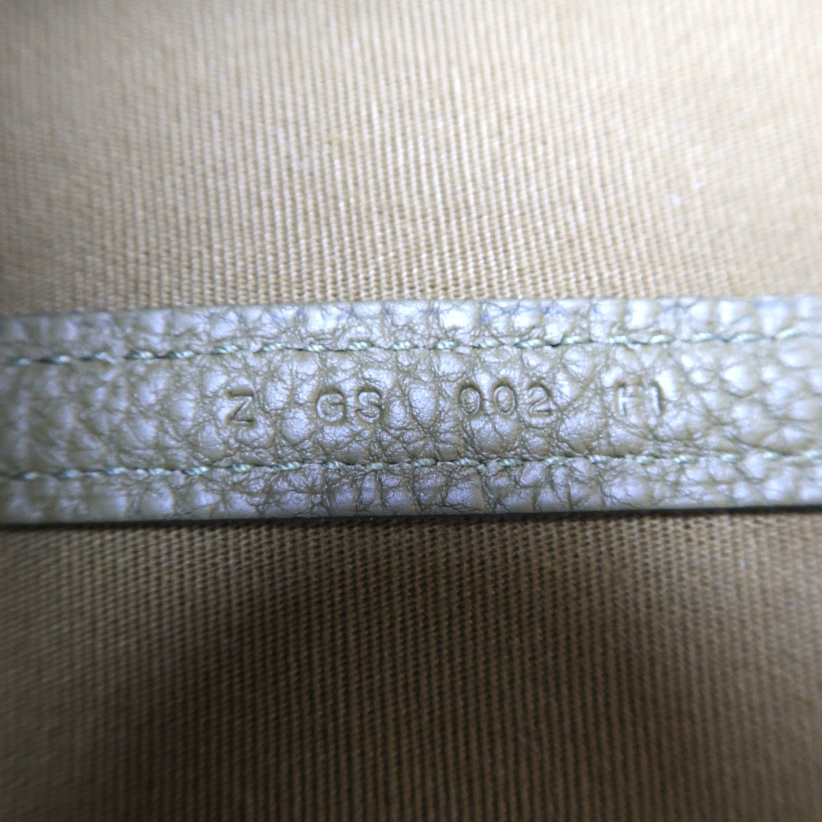 HERMES 帆布Garden File GM銀扣手挽袋橄欖綠