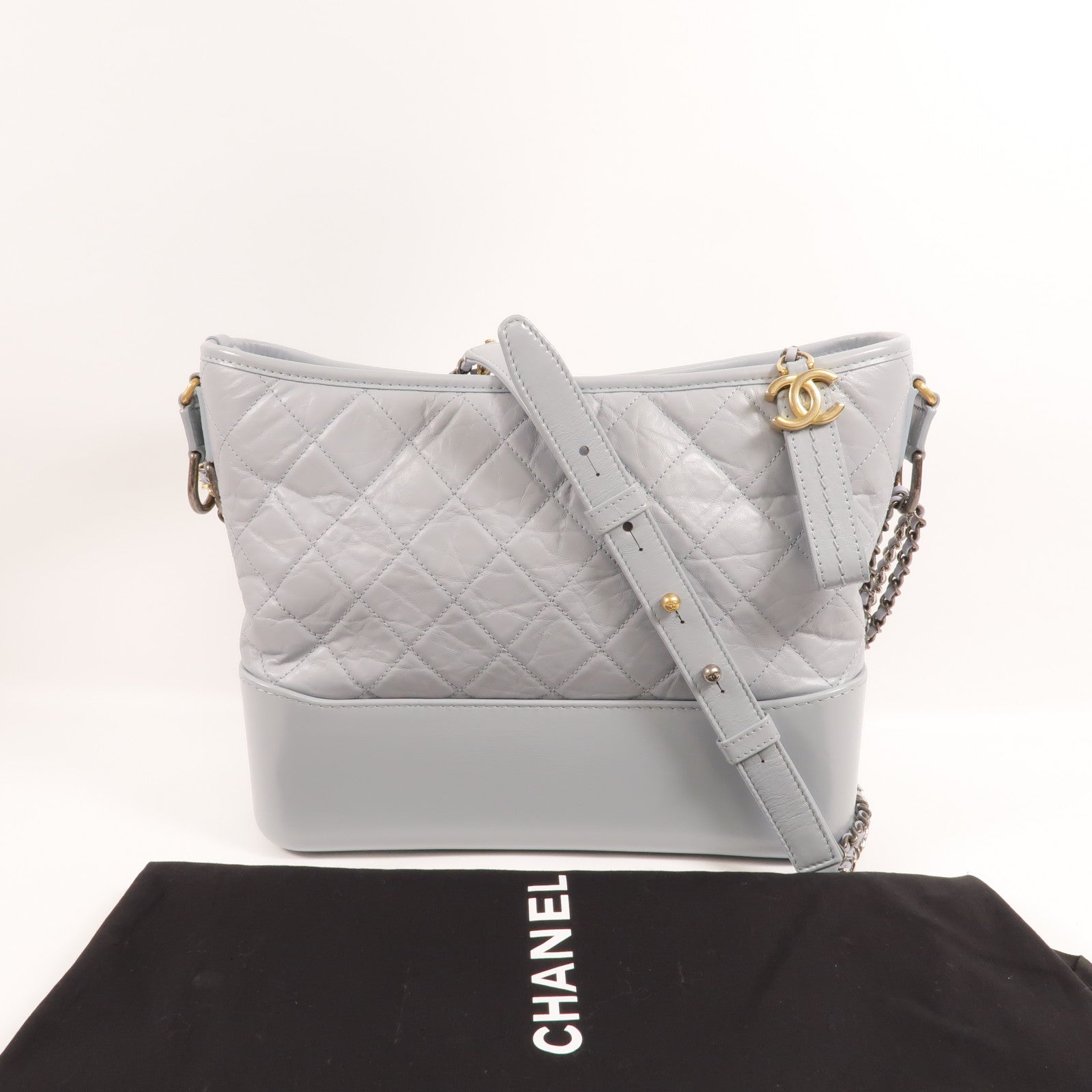CHANEL 牛皮皮革Gabrielle Medium鏈帶肩背袋