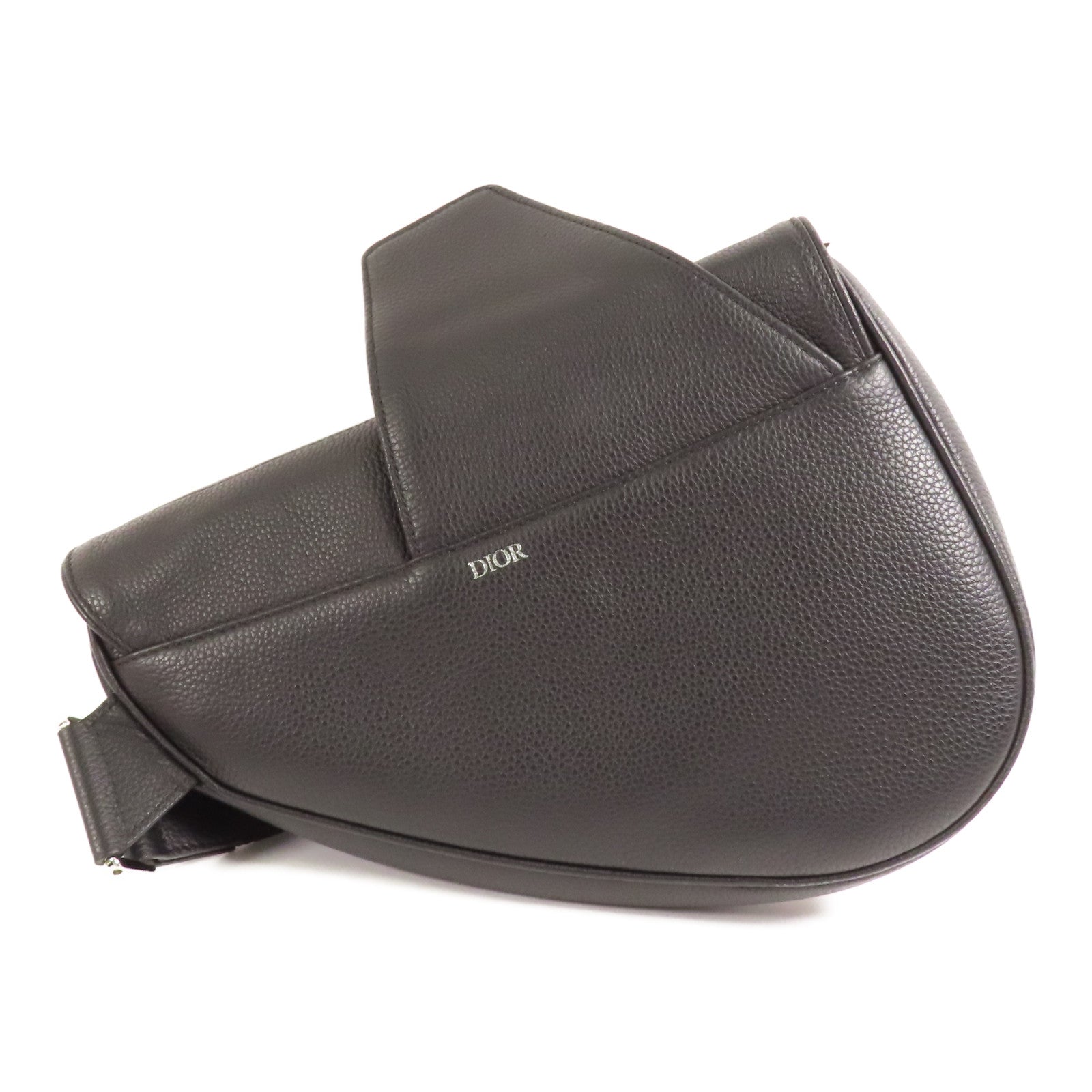 Dior 牛皮皮革Saddle Bag銀扣肩背袋