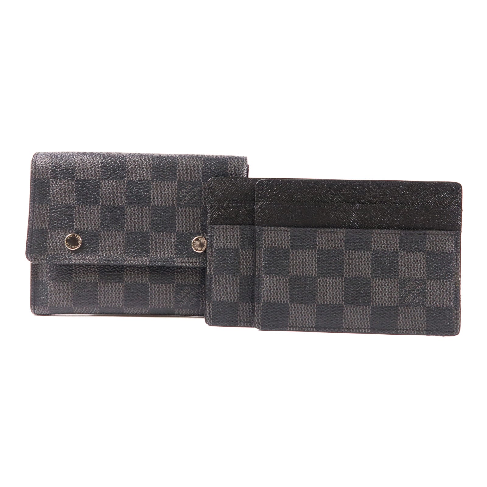 LOUIS VUITTON 【激減優惠】Damier Graphite Alpha Triple Pouch銀扣錢包