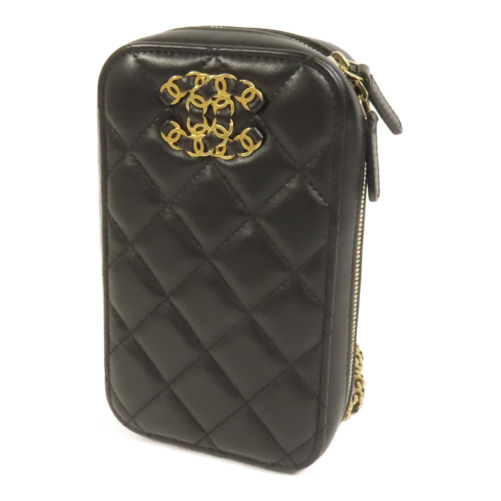 CHANEL 羊皮皮革Chain Shoulder金扣鏈帶肩背袋