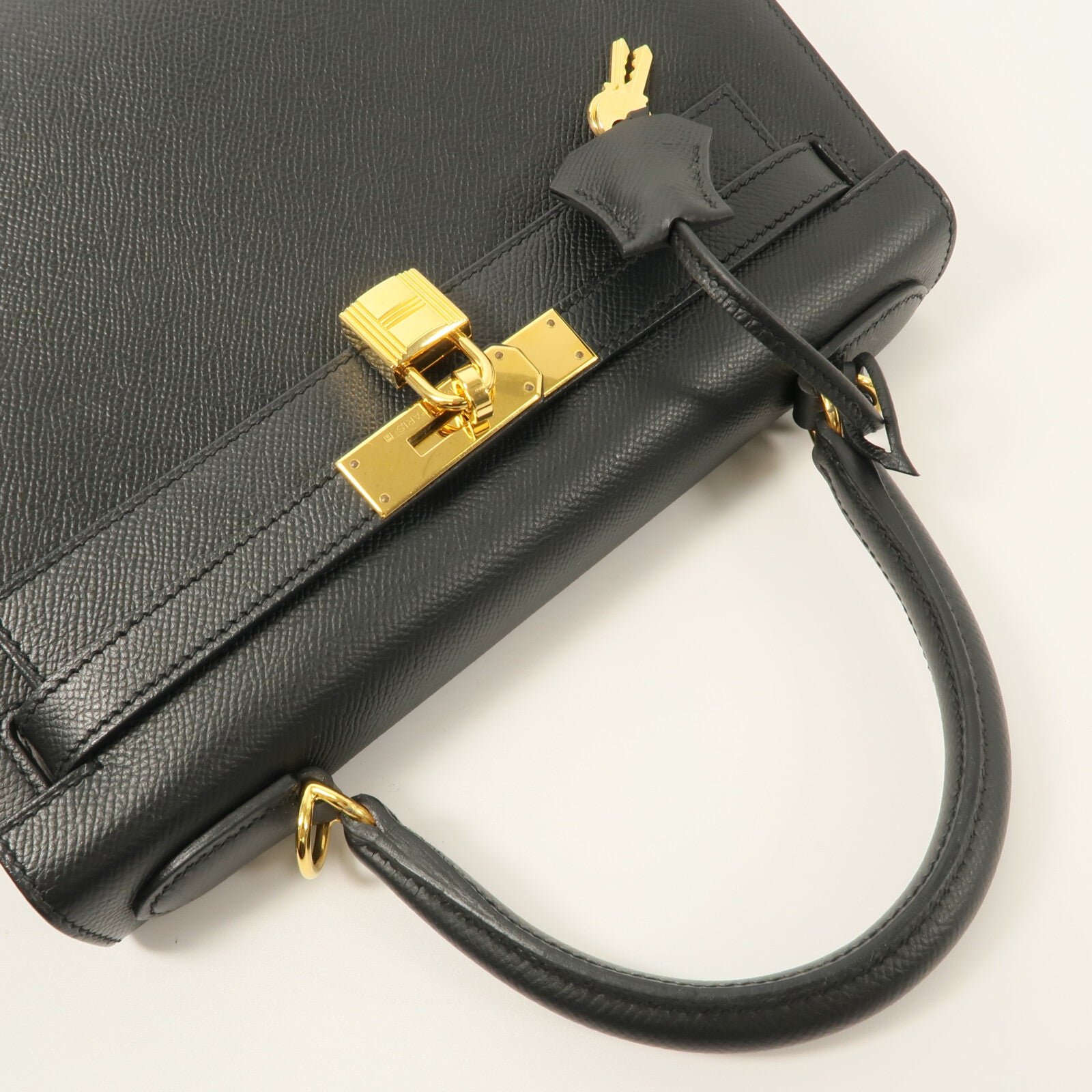HERMES Epsom皮革Kelly 28手挽肩背兩用袋Noir