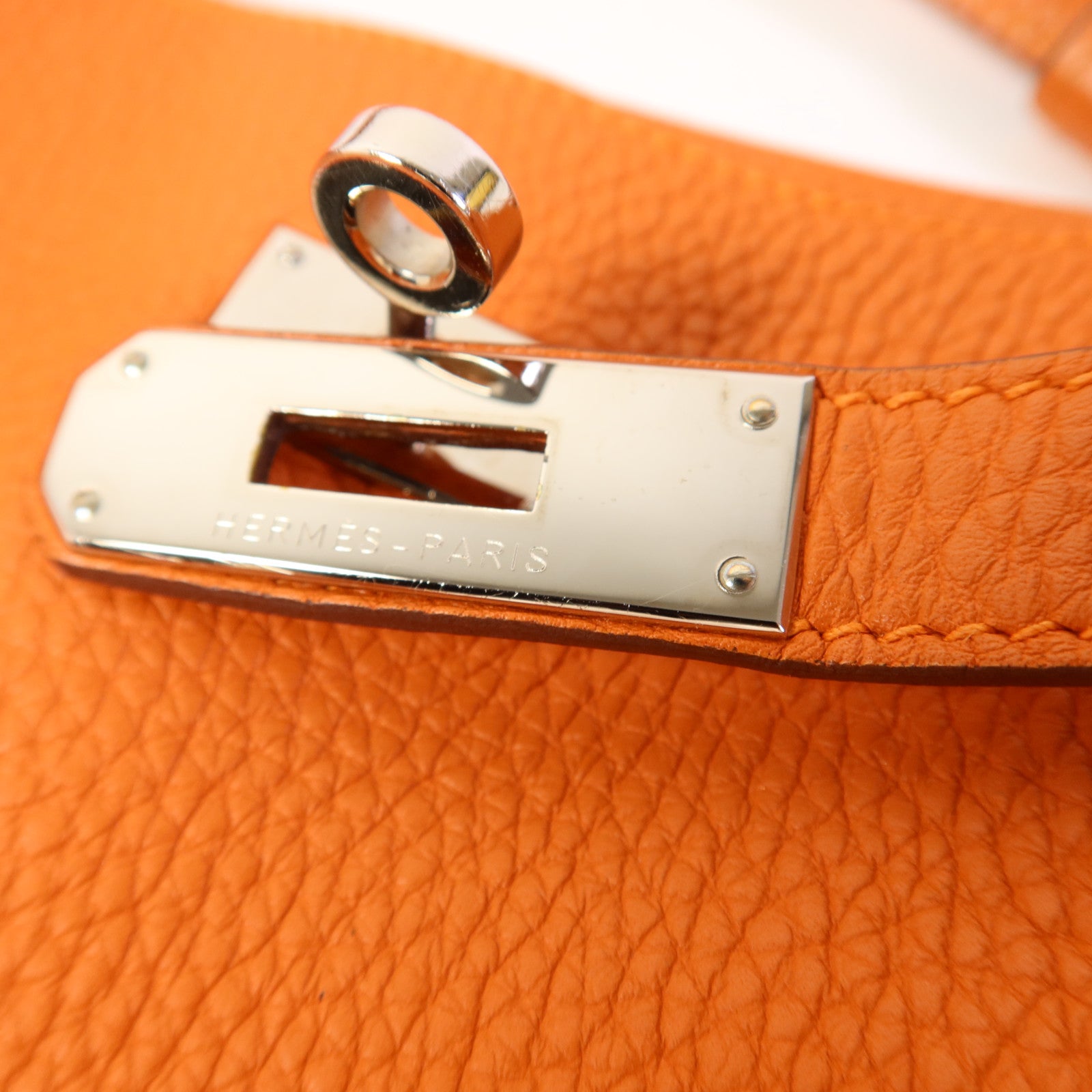 HERMES Togo皮革So Kelly 22銀扣肩背袋Orange
