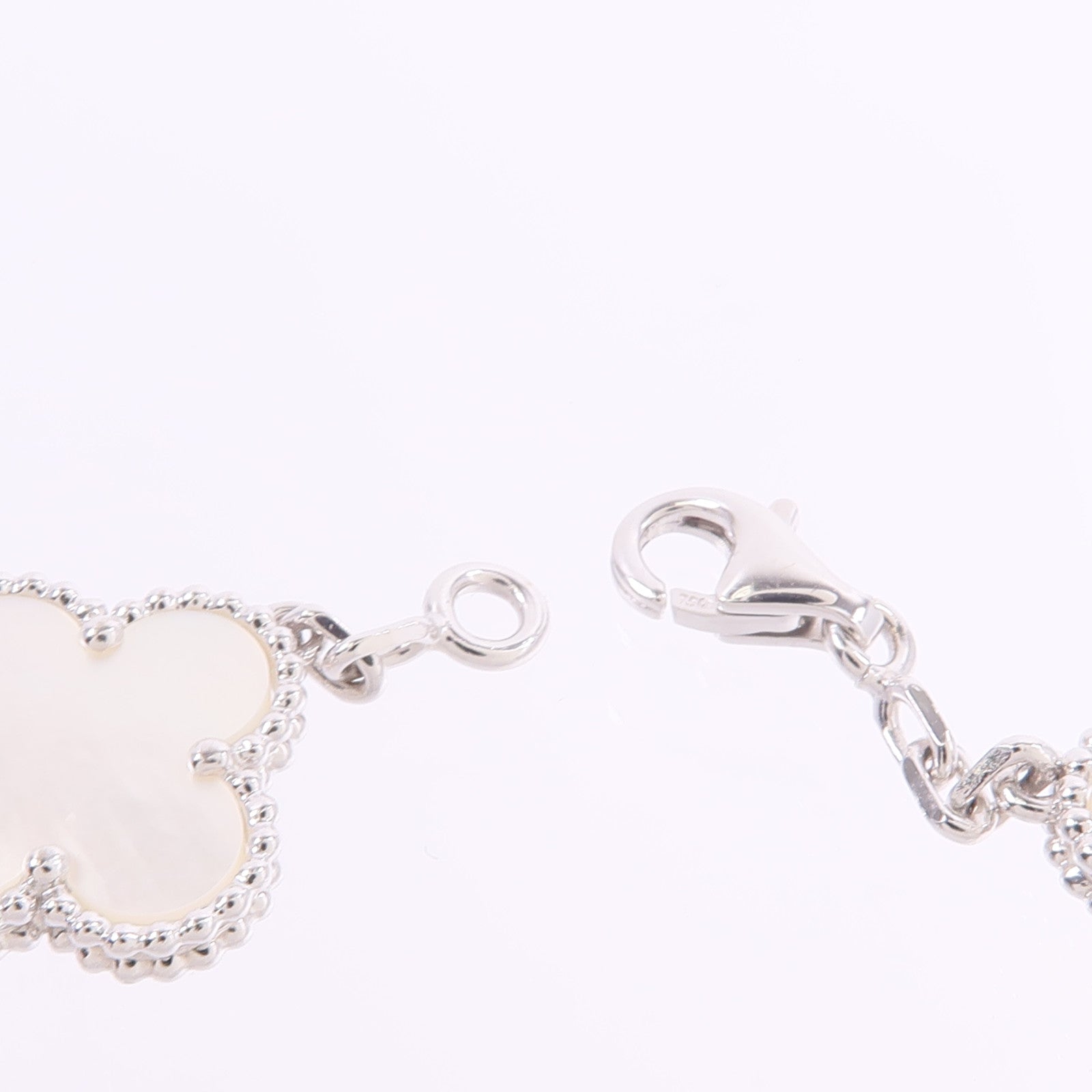 Van Cleef & Arpels 18K白金Vintage Alhambra 5 Motifs珍珠母貝手鏈