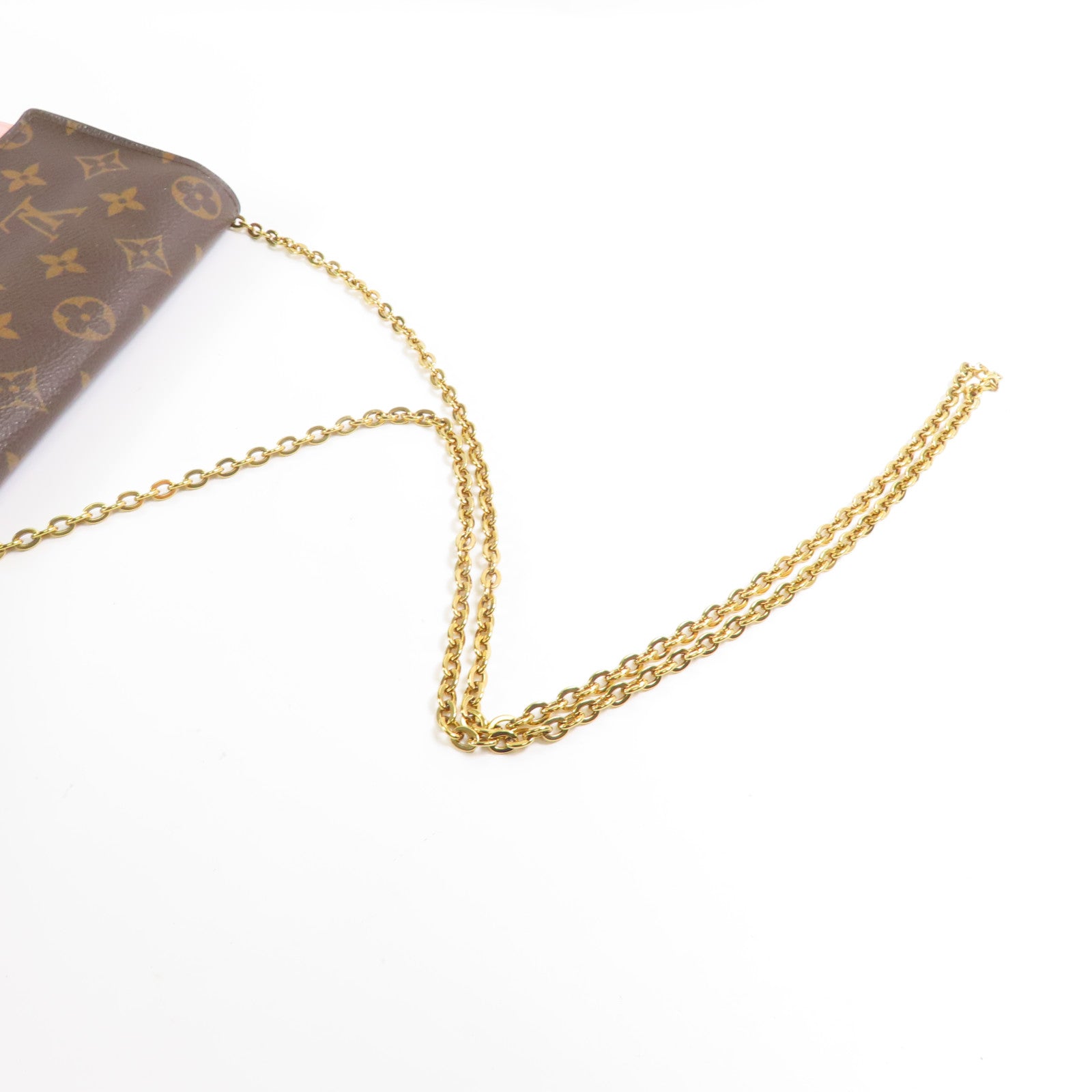 LOUIS VUITTON Monogram Flore Chain Wallet金扣鏈帶肩背袋