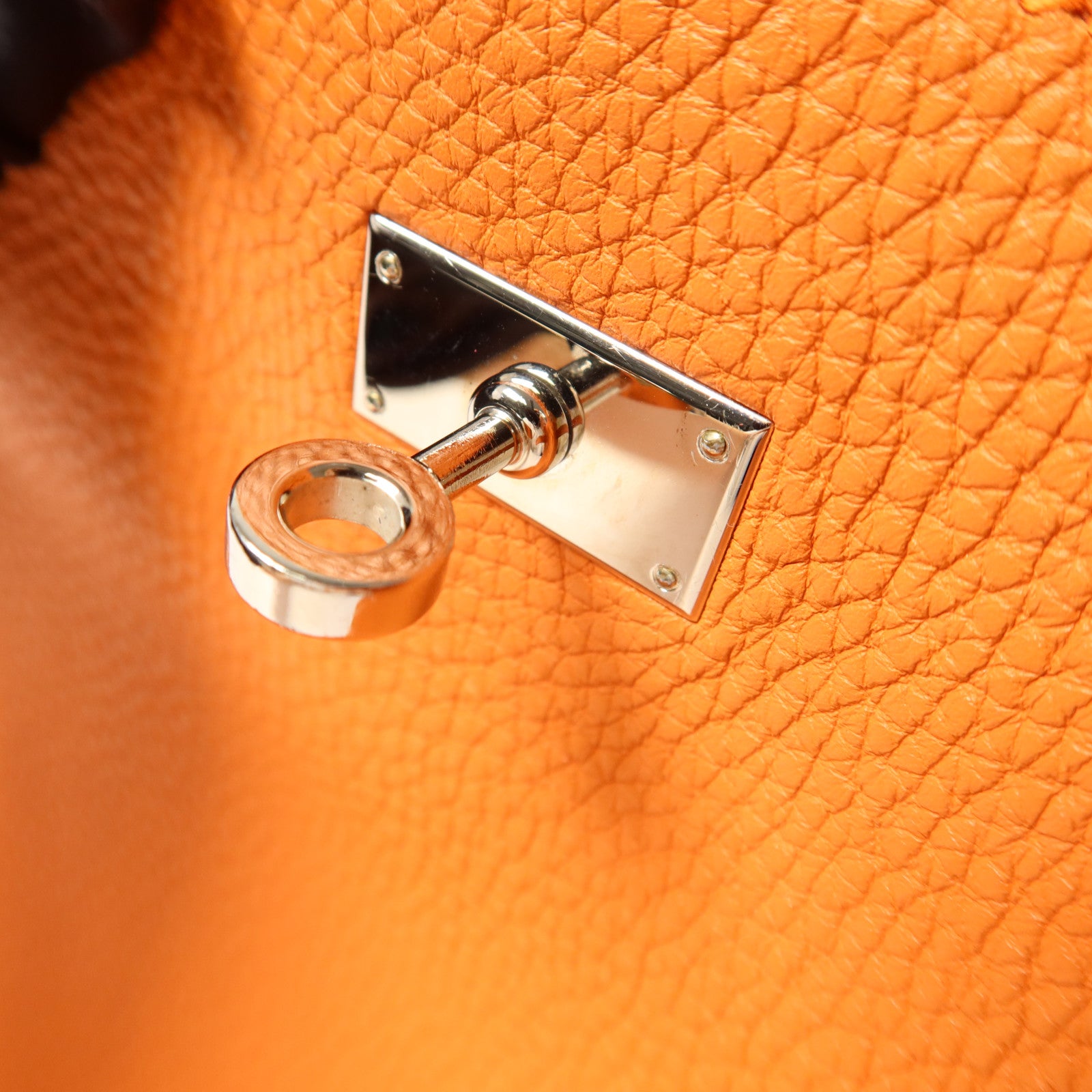 HERMES Togo皮革So Kelly 22銀扣肩背袋Orange