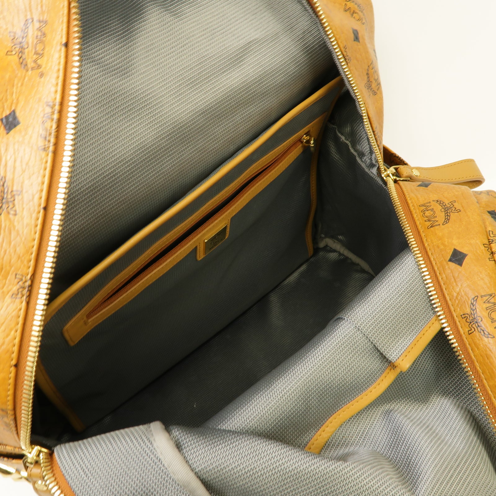 MCM 塗層帆布Backpack金扣背包棕色