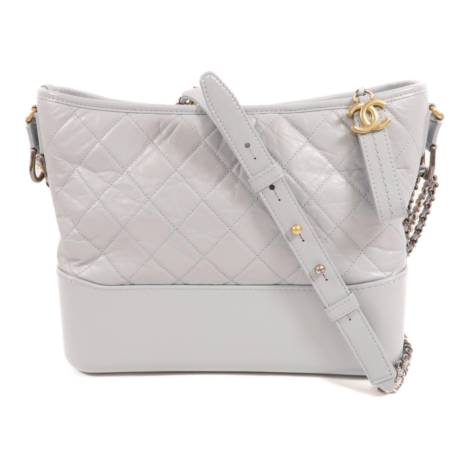 CHANEL 牛皮皮革Gabrielle Medium鏈帶肩背袋