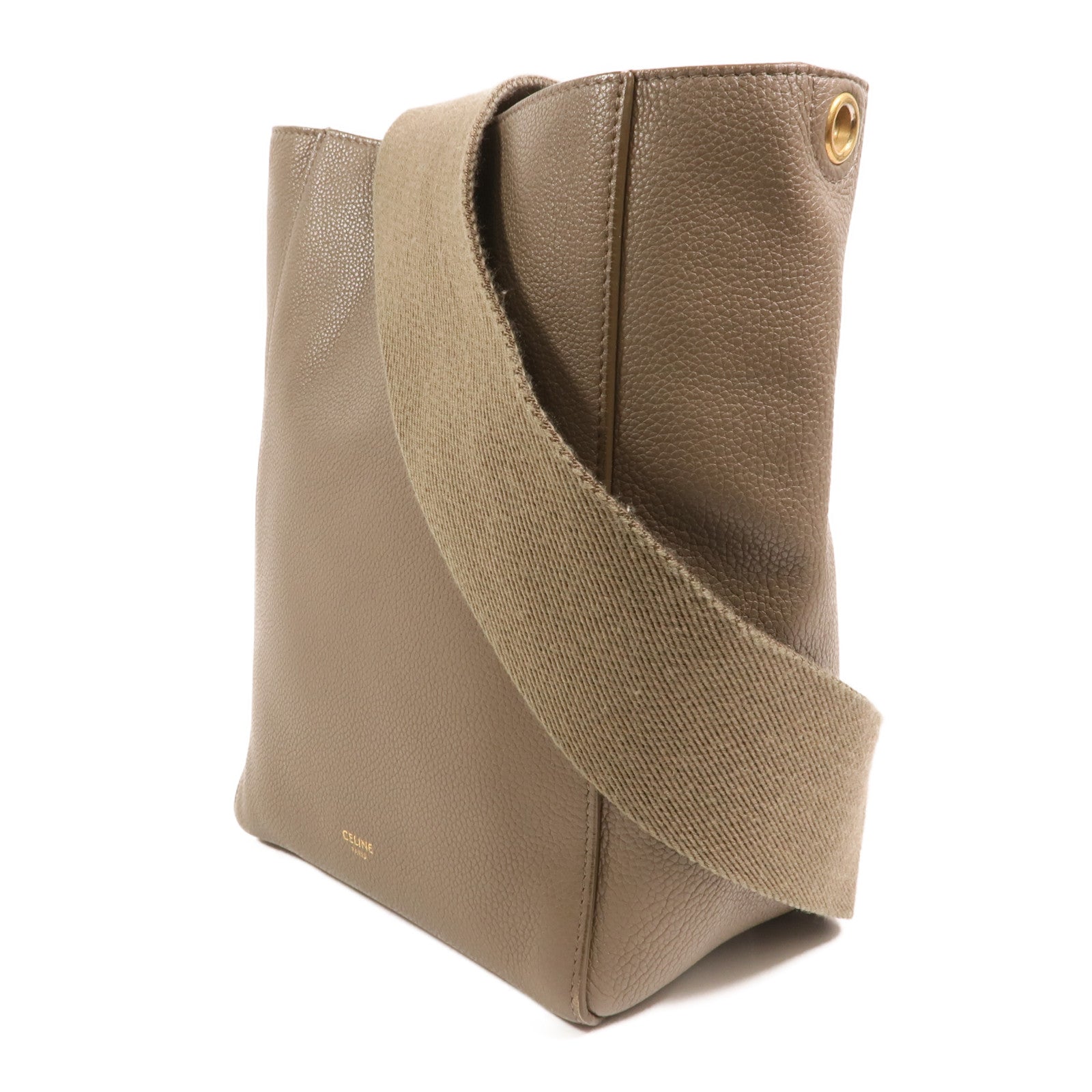 CELINE 牛皮皮革Sangle bucket Bag金扣肩背袋