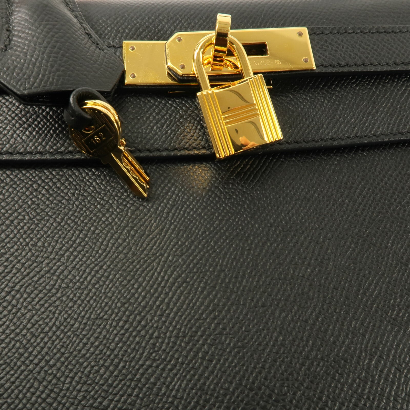 HERMES Epsom皮革Kelly 28手挽肩背兩用袋Noir