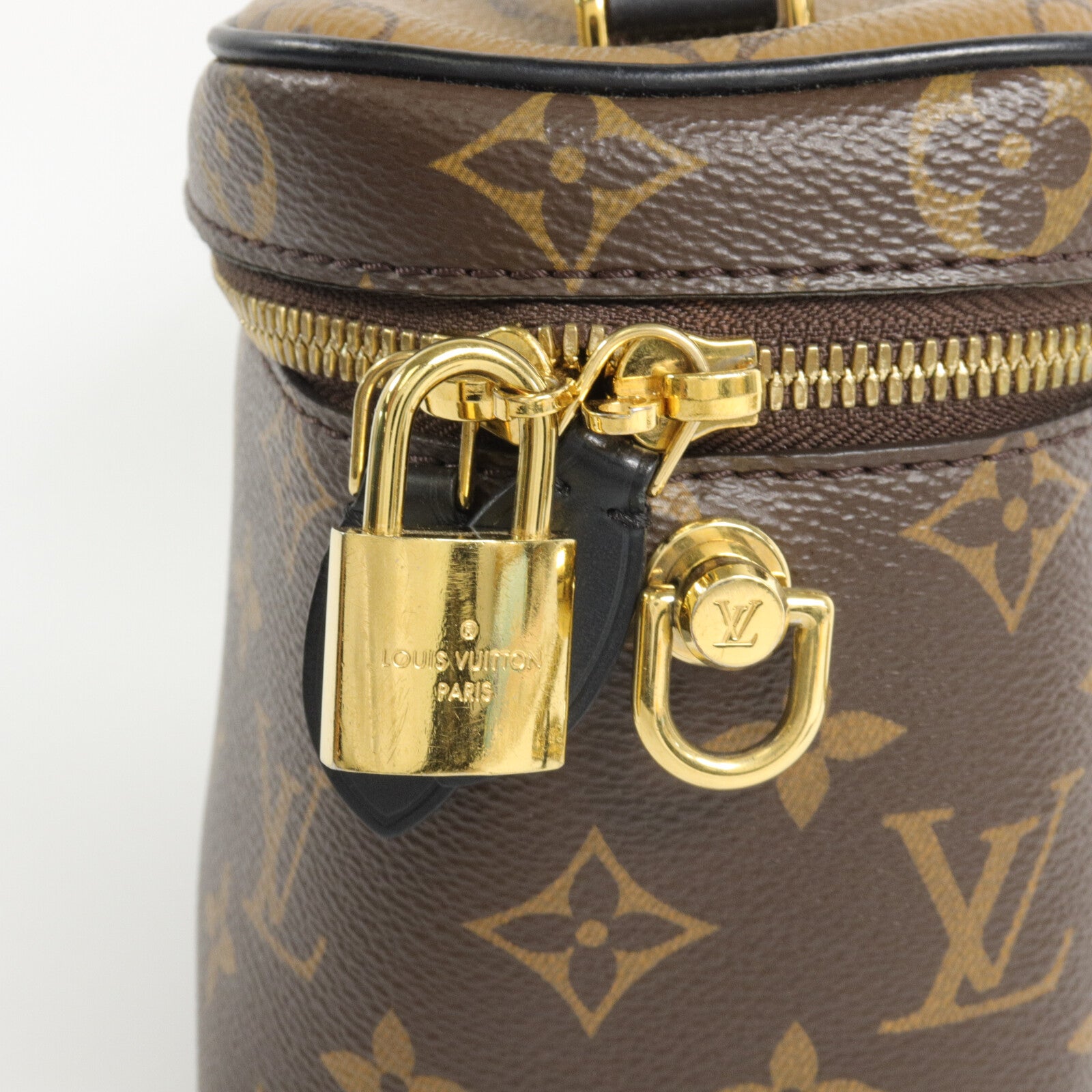 LOUIS VUITTON Monogram/Monogram Reverse Vanity PM手挽肩背兩用袋棕色