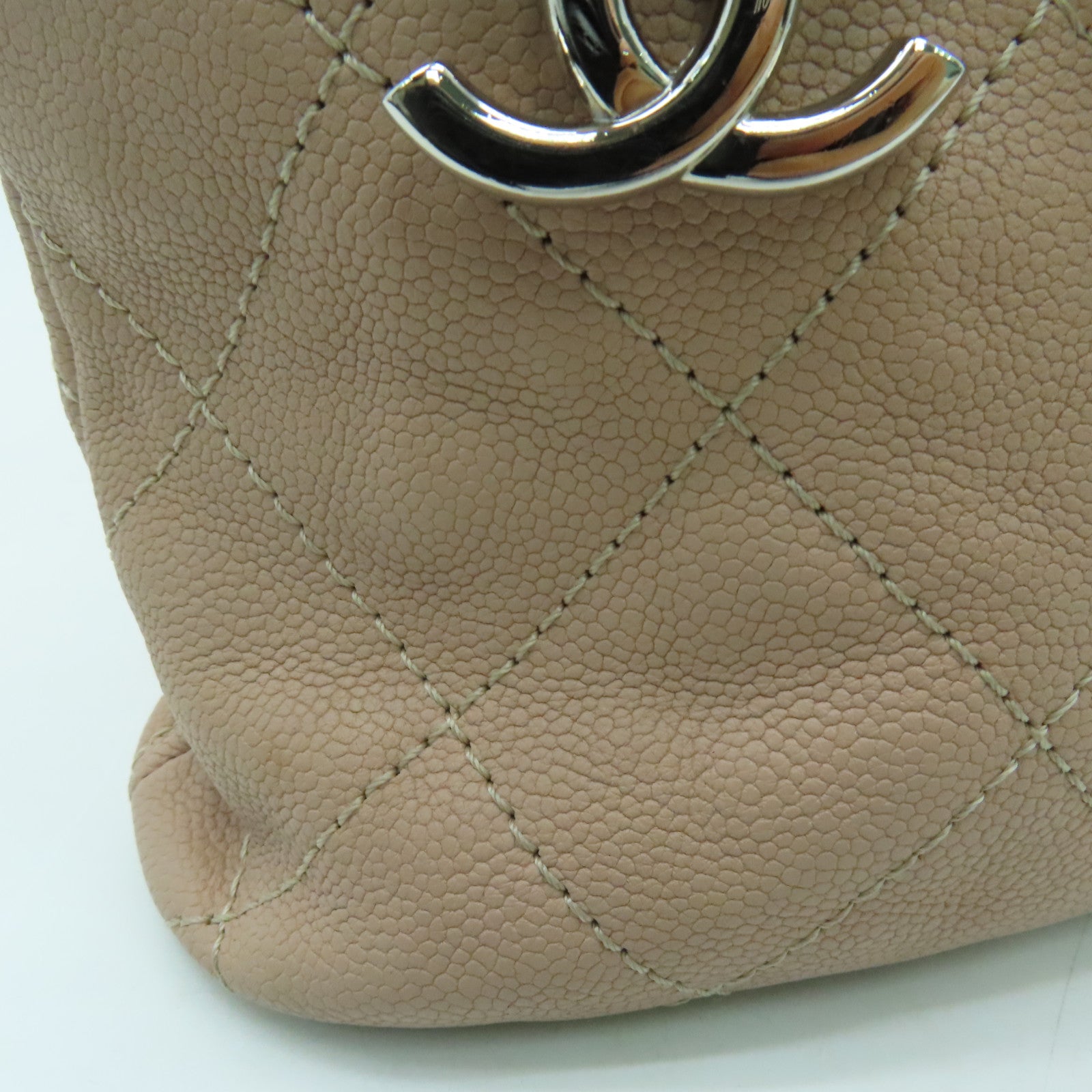 CHANEL Caviar菱格Chain Shoulder銀扣手挽肩背袋兩用袋粉紅色