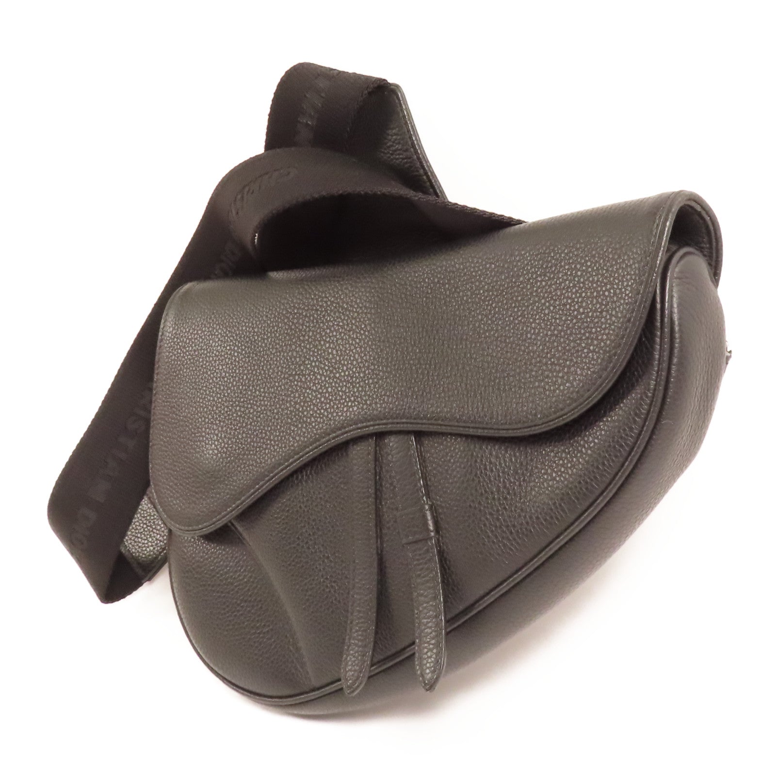 Dior 牛皮皮革Saddle Bag銀扣肩背袋