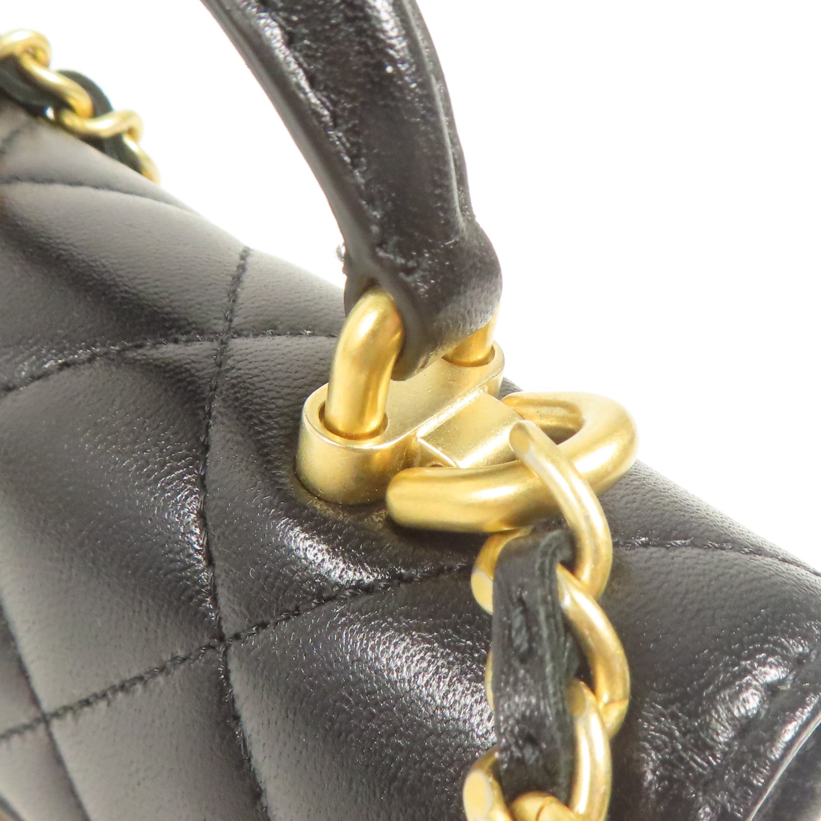 CHANEL 羊皮皮革Shoulder Bag金扣鏈帶手挽肩背兩用袋