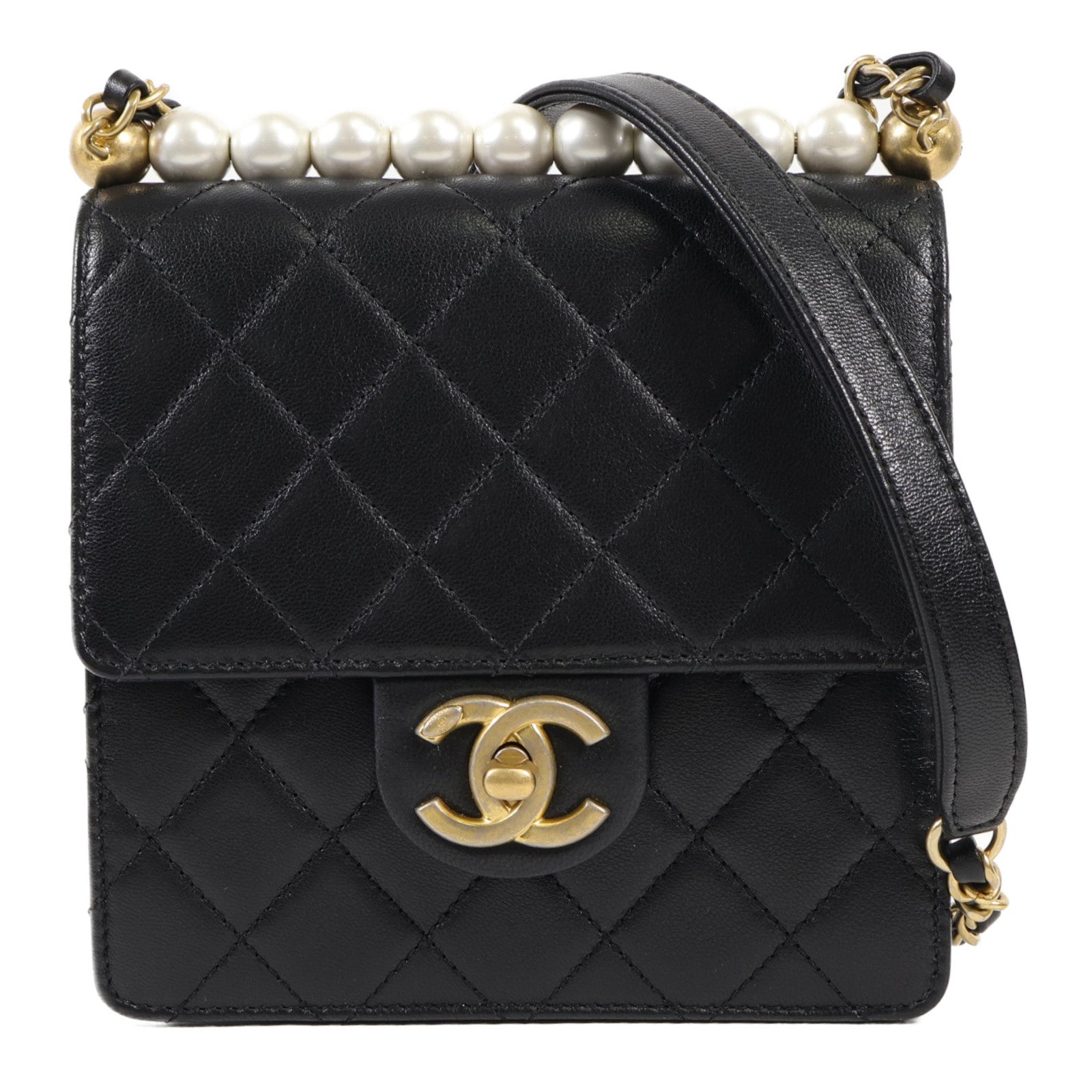 CHANEL 羊皮皮革Shoulder Bag金扣肩背袋