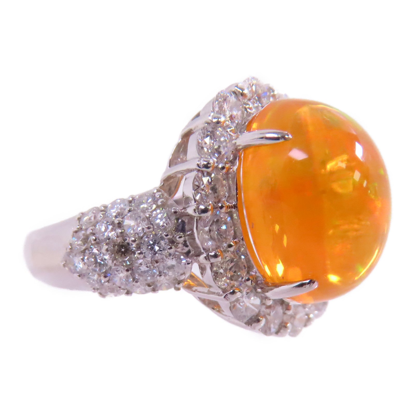 JEWELRY【激減優惠】 PT900鉑金/蛋白石/鑽石Opal Diamond Ring戒指US#5.75