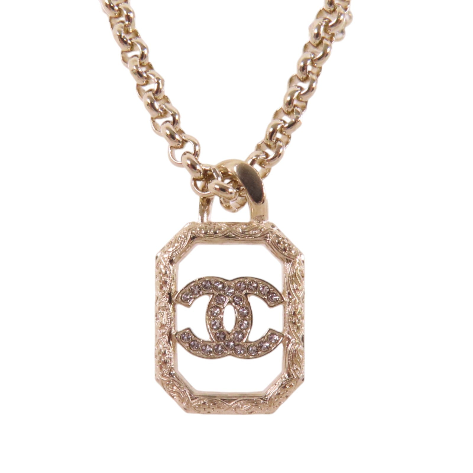 CHANEL 金屬/水鑽Necklace金扣項鏈
