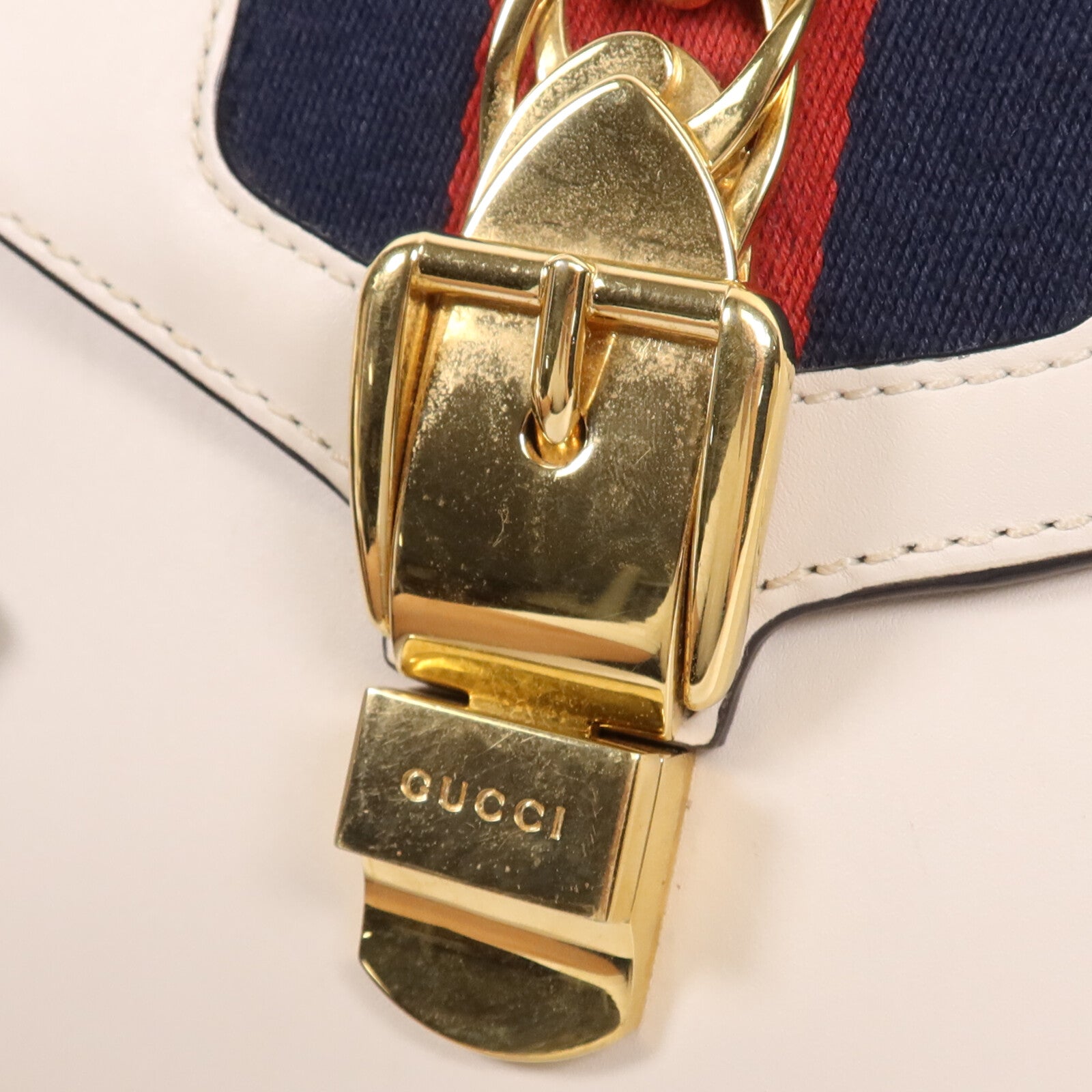 GUCCI 牛皮皮革Sylvie金扣手挽肩背兩用袋
