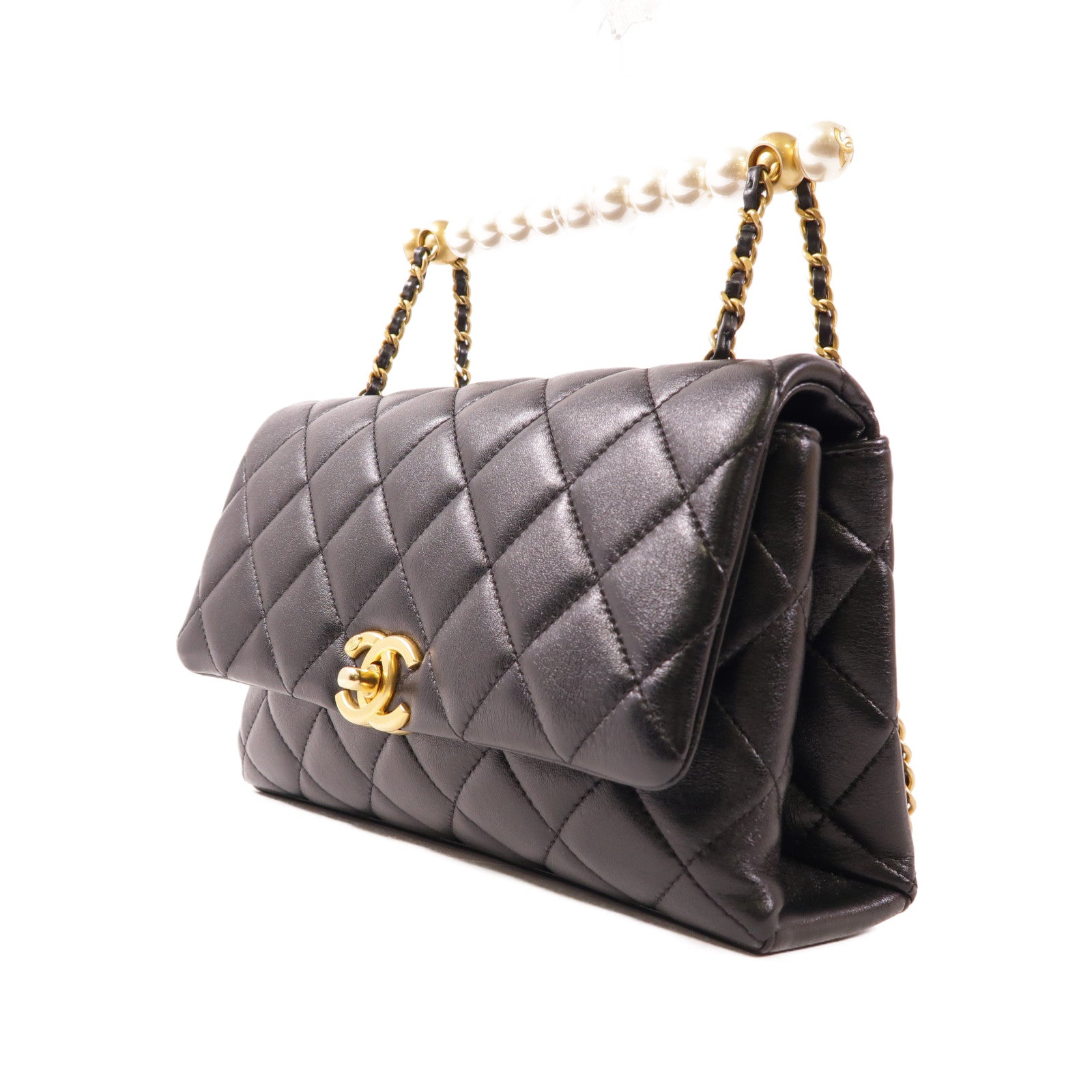 CHANEL 羊皮皮革Shoulder Bag金扣手挽肩背兩用袋