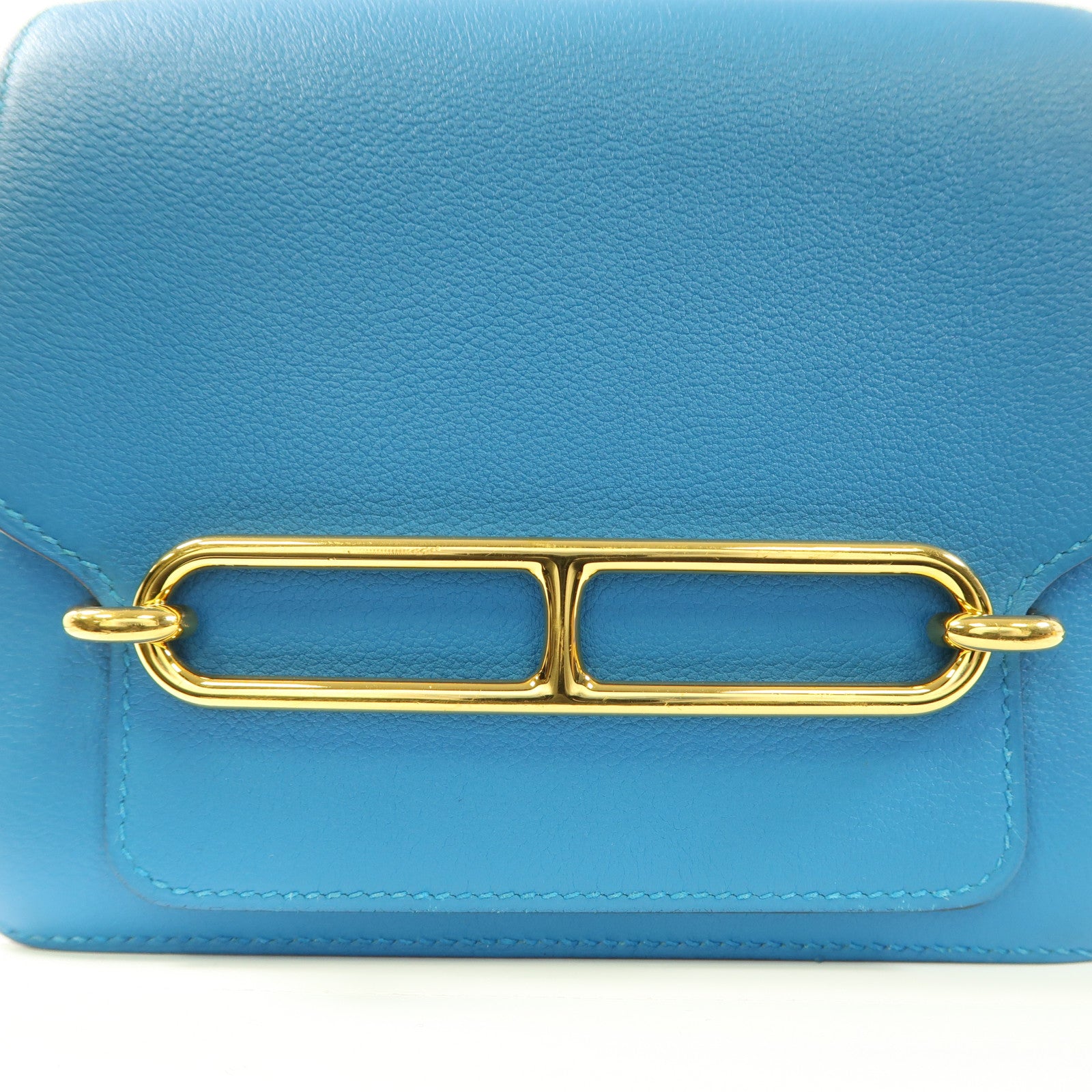 HERMES 【激減優惠】Evercolor皮革Mini Roulis金扣肩背袋Bleu Zanzibar