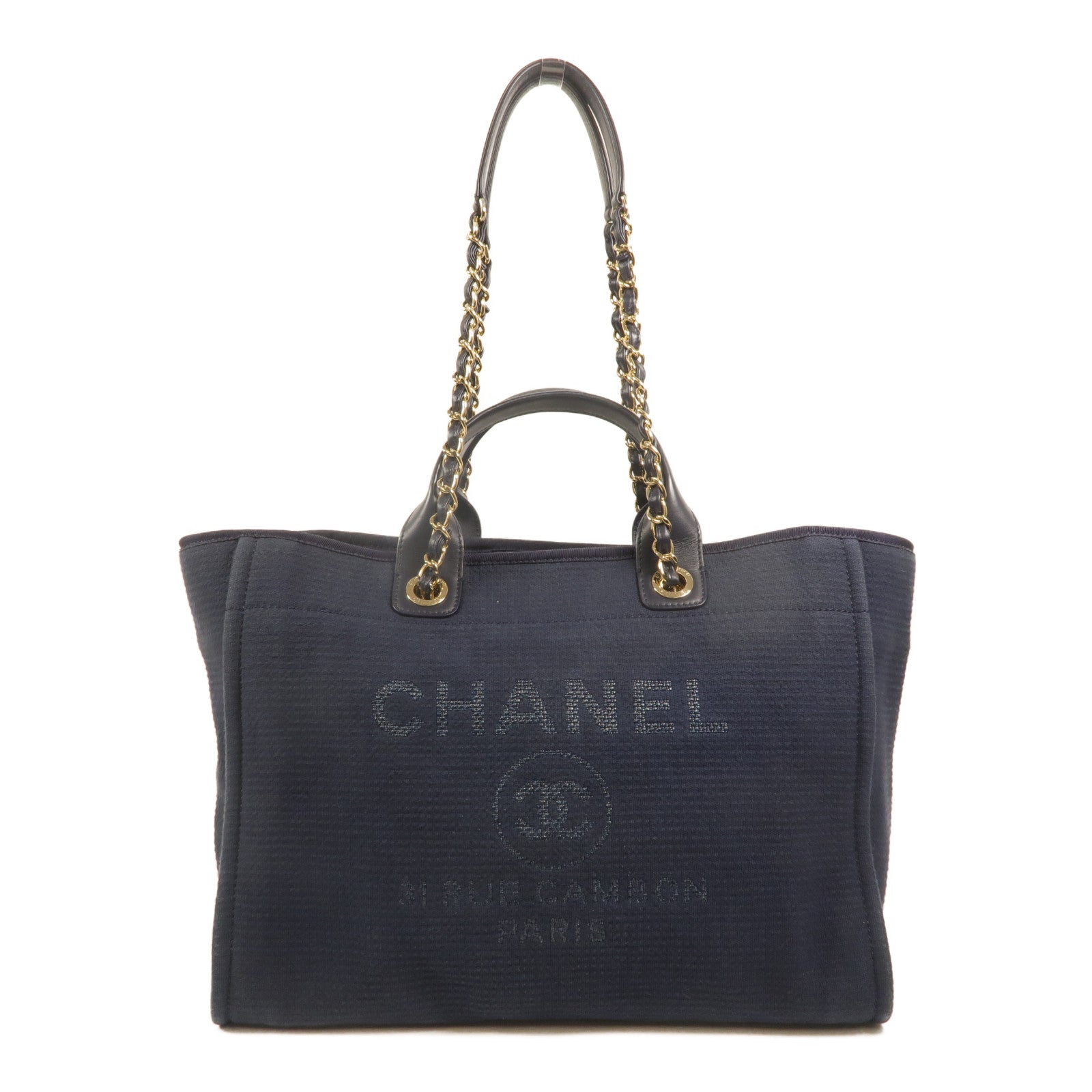 CHANEL 帆布Deauville Tote手挽肩背兩用袋