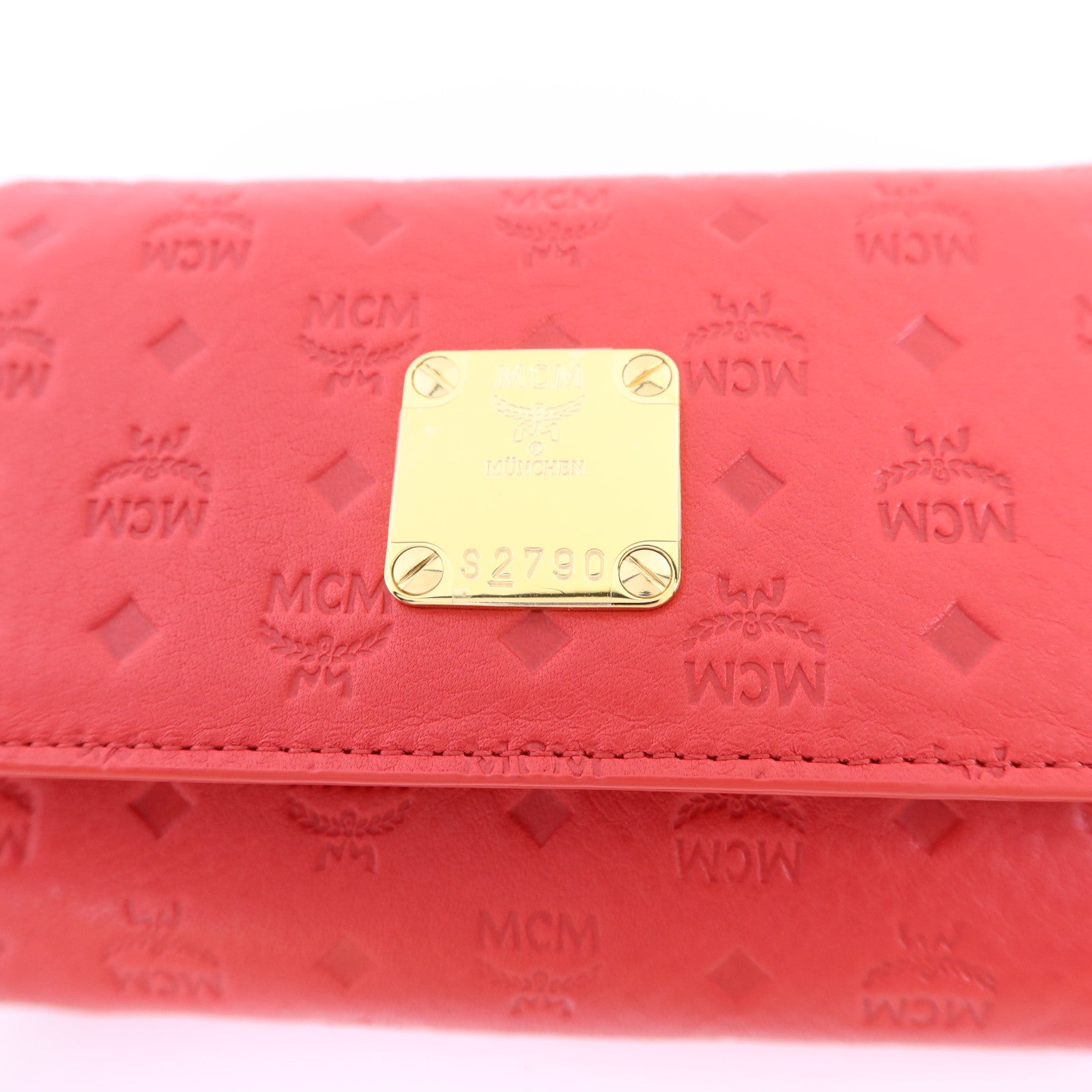 MCM 牛皮皮革Trifold Wallet金扣錢包