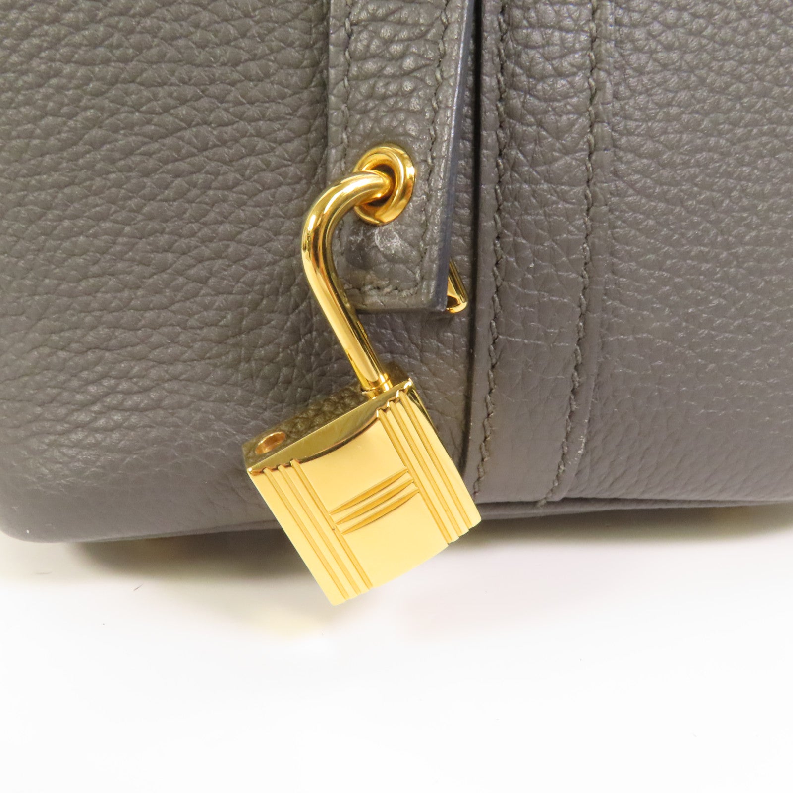 HERMES Clemence皮革Picotin PM金扣手挽袋Gris Meyer