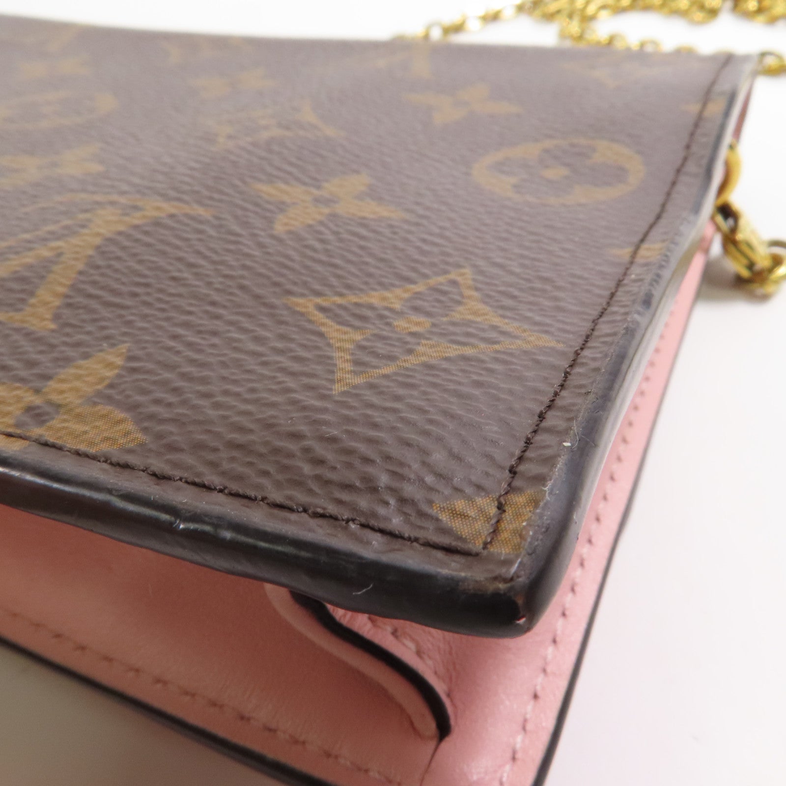 LOUIS VUITTON Monogram Flore Chain Wallet金扣鏈帶肩背袋