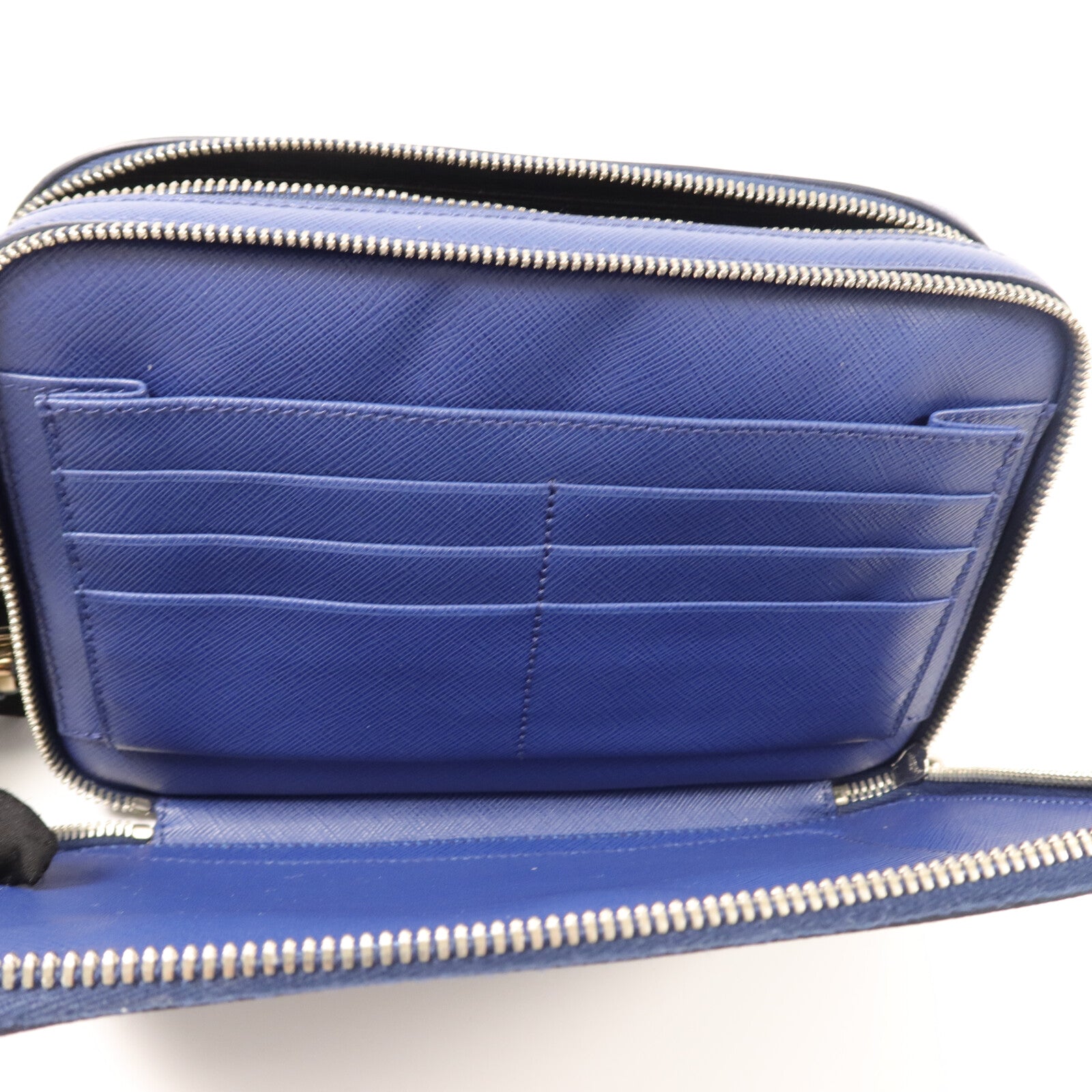 PRADA Saffiano皮革Double-Zipper Clutch手拿包