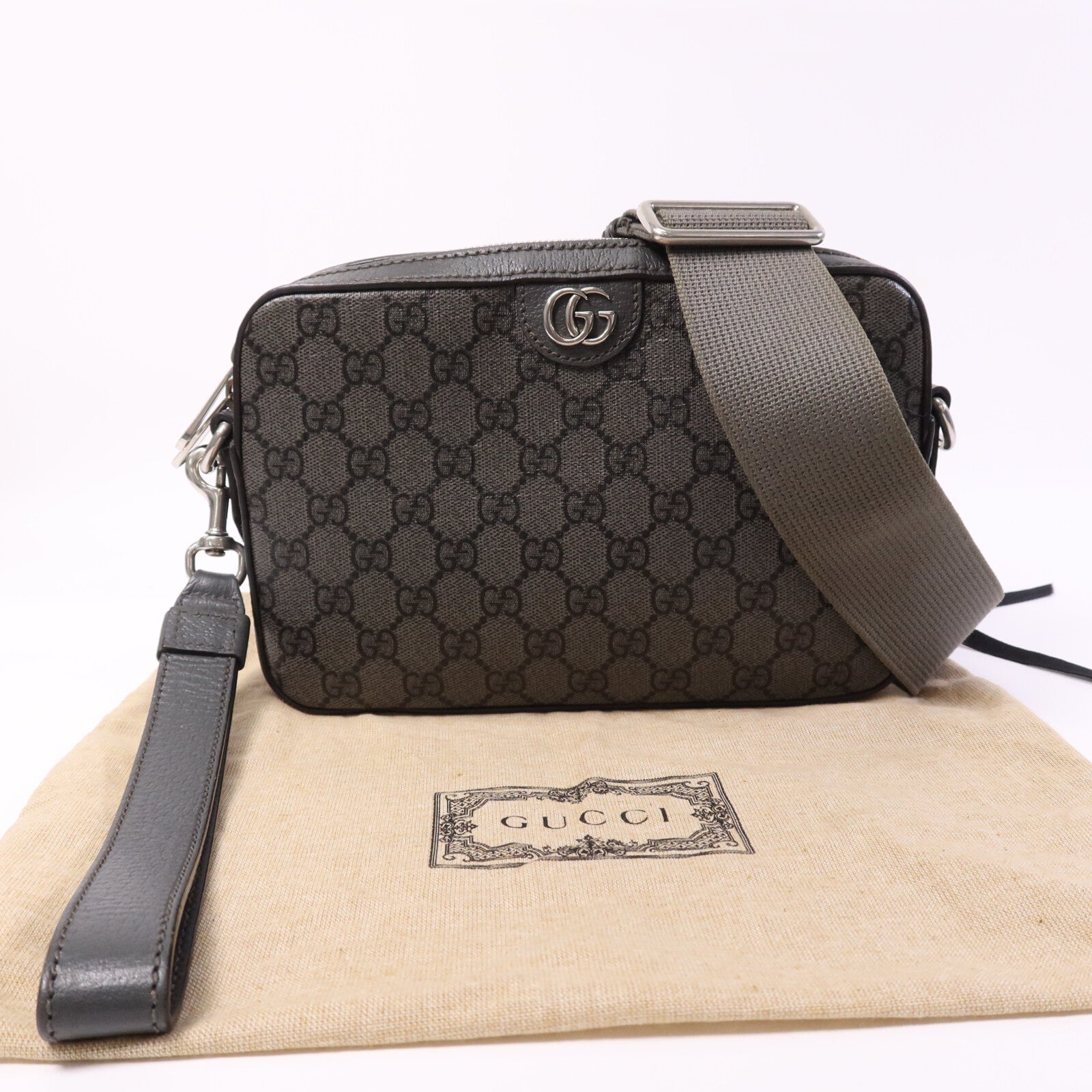 GUCCI 【激減優惠】塗層帆布Ophidia GG Carmera Bag銀扣肩背袋
