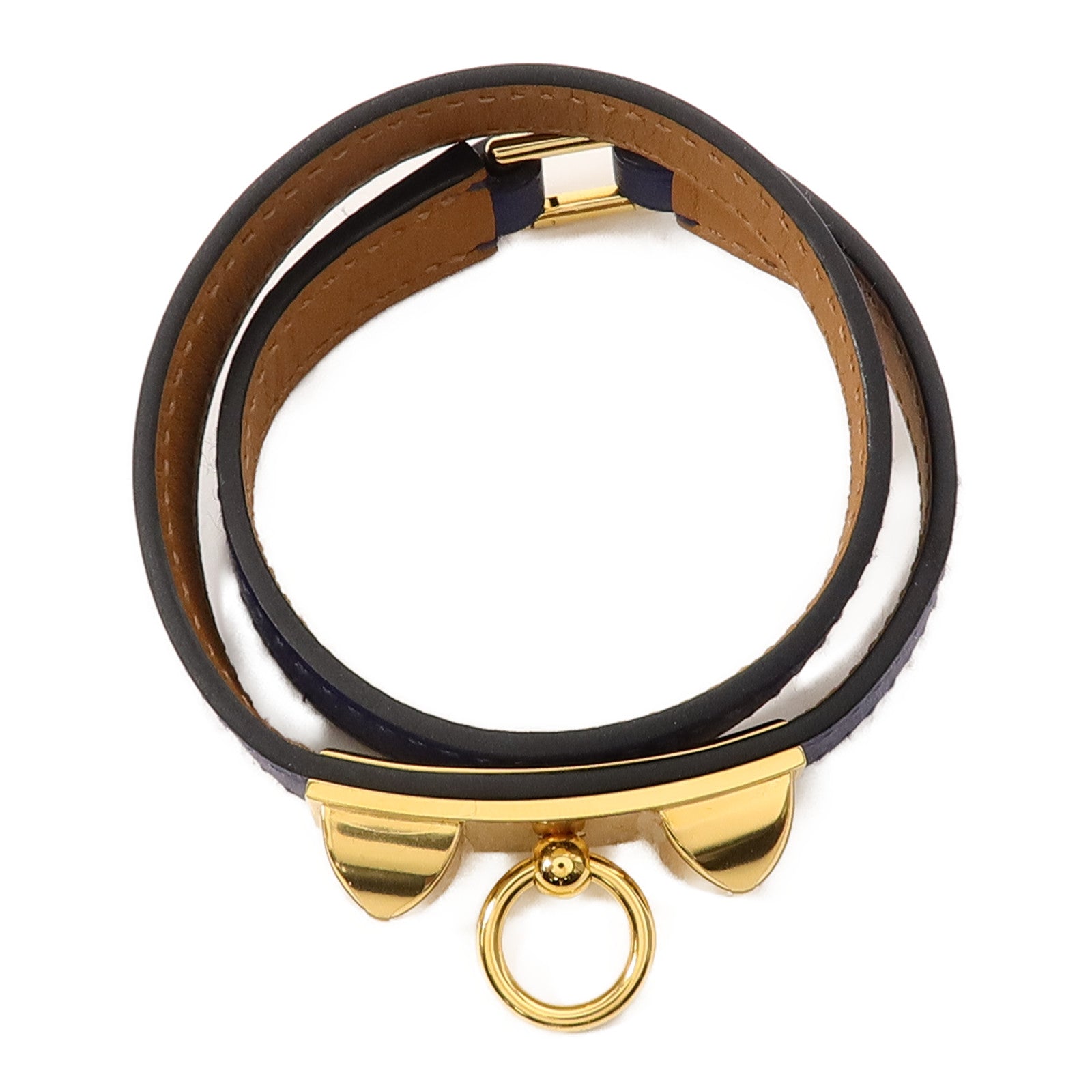 HERMES Swift皮革Rivale Double Tour Bracelet手帶Bleu Saphir