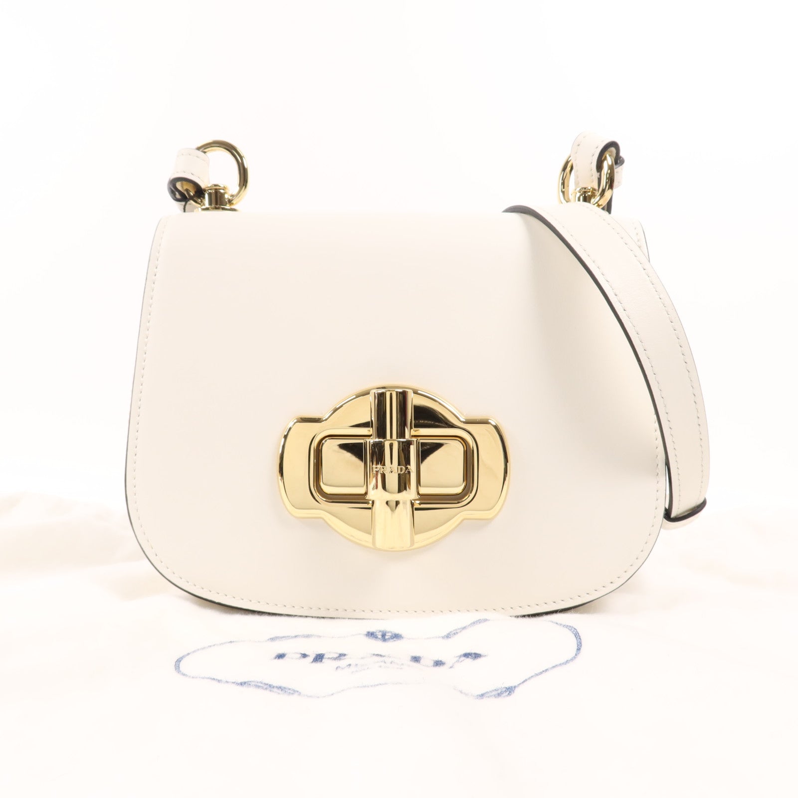 PRADA 【激減優惠】牛皮皮革Saddle Corsaire金扣肩背袋