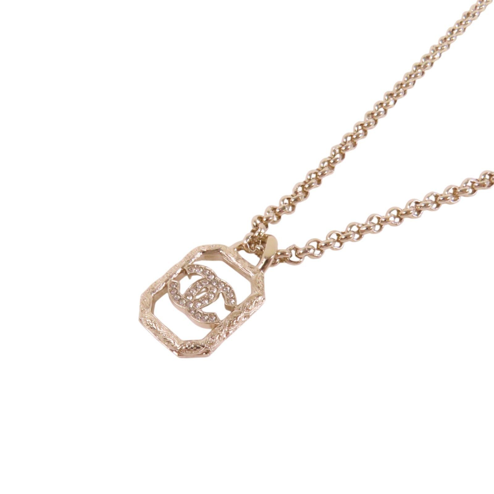 CHANEL 金屬/水鑽Necklace金扣項鏈