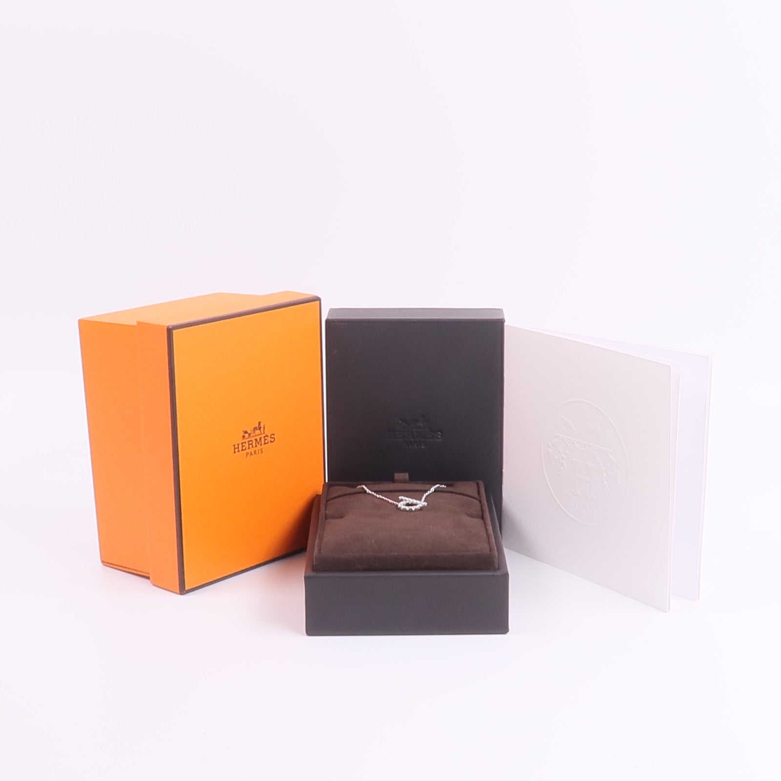HERMES 18K白金Finesse Pendant鑽石項鍊