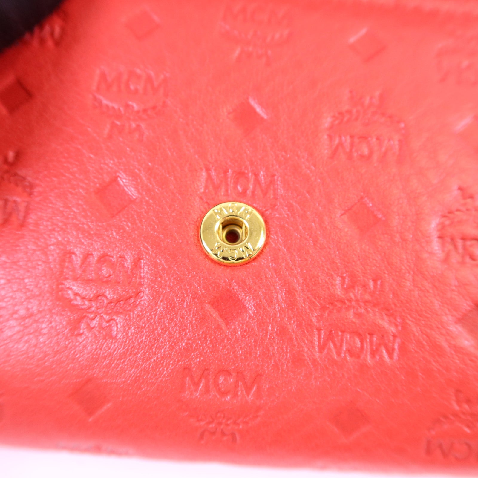 MCM 牛皮皮革Trifold Wallet金扣錢包