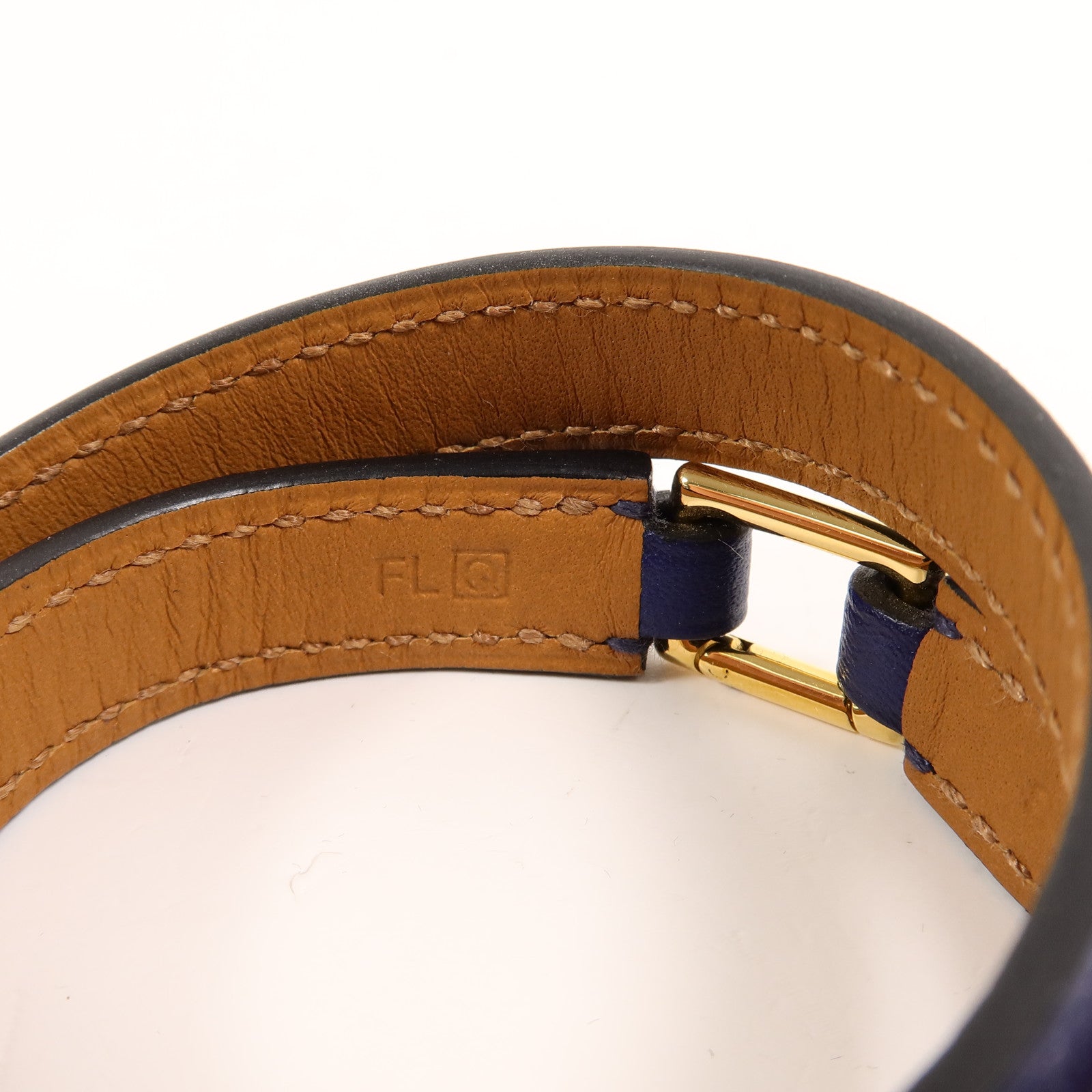 HERMES Swift皮革Rivale Double Tour Bracelet手帶Bleu Saphir