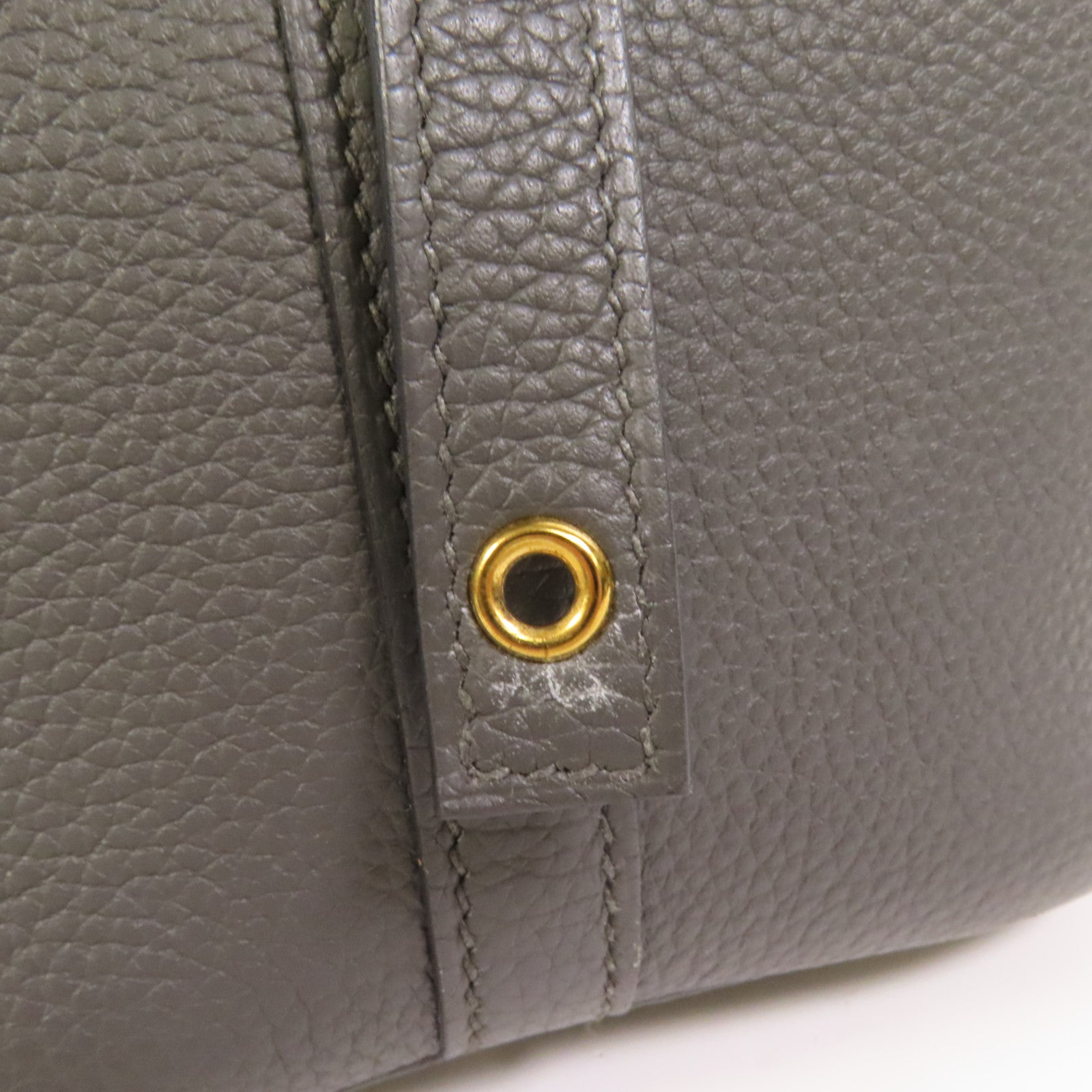 HERMES Clemence皮革Picotin PM金扣手挽袋Gris Meyer
