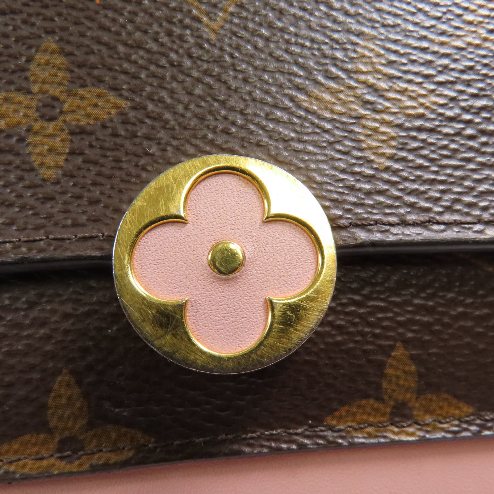 LOUIS VUITTON Monogram Flore Chain Wallet金扣鏈帶肩背袋