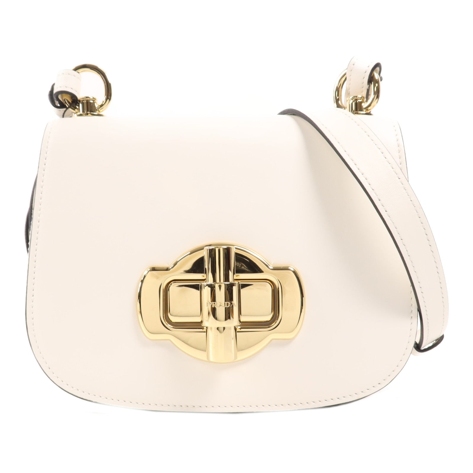 PRADA 【激減優惠】牛皮皮革Saddle Corsaire金扣肩背袋