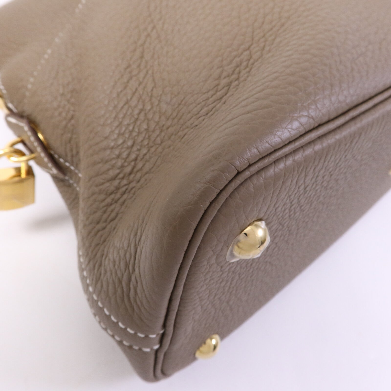 HERMES Clemence皮革Bolide 31金扣手挽肩背兩用袋Etoupe