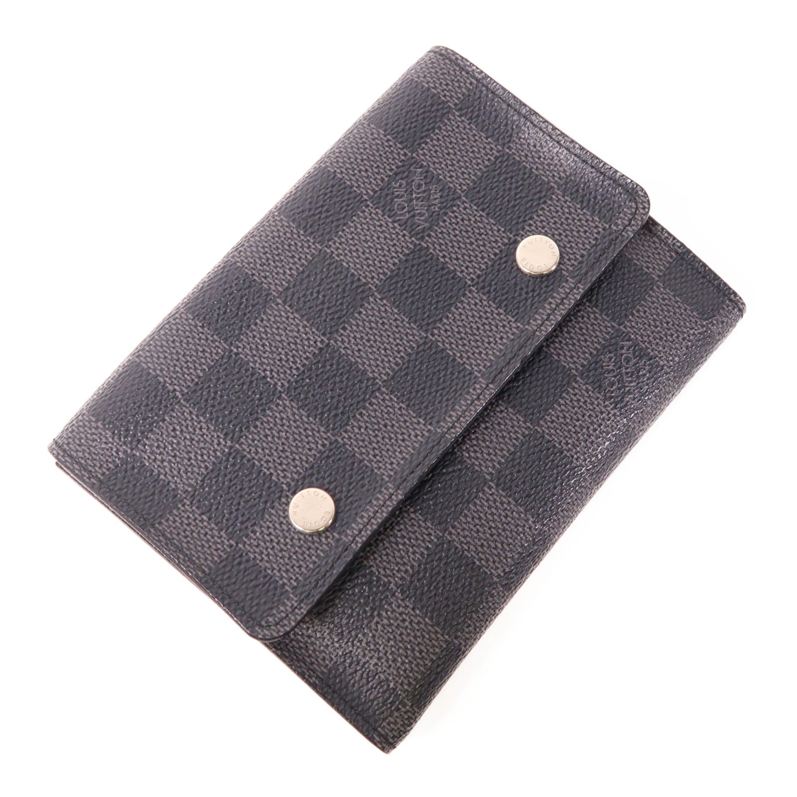 LOUIS VUITTON Damier Graphite Alpha Triple Pouch銀扣錢包