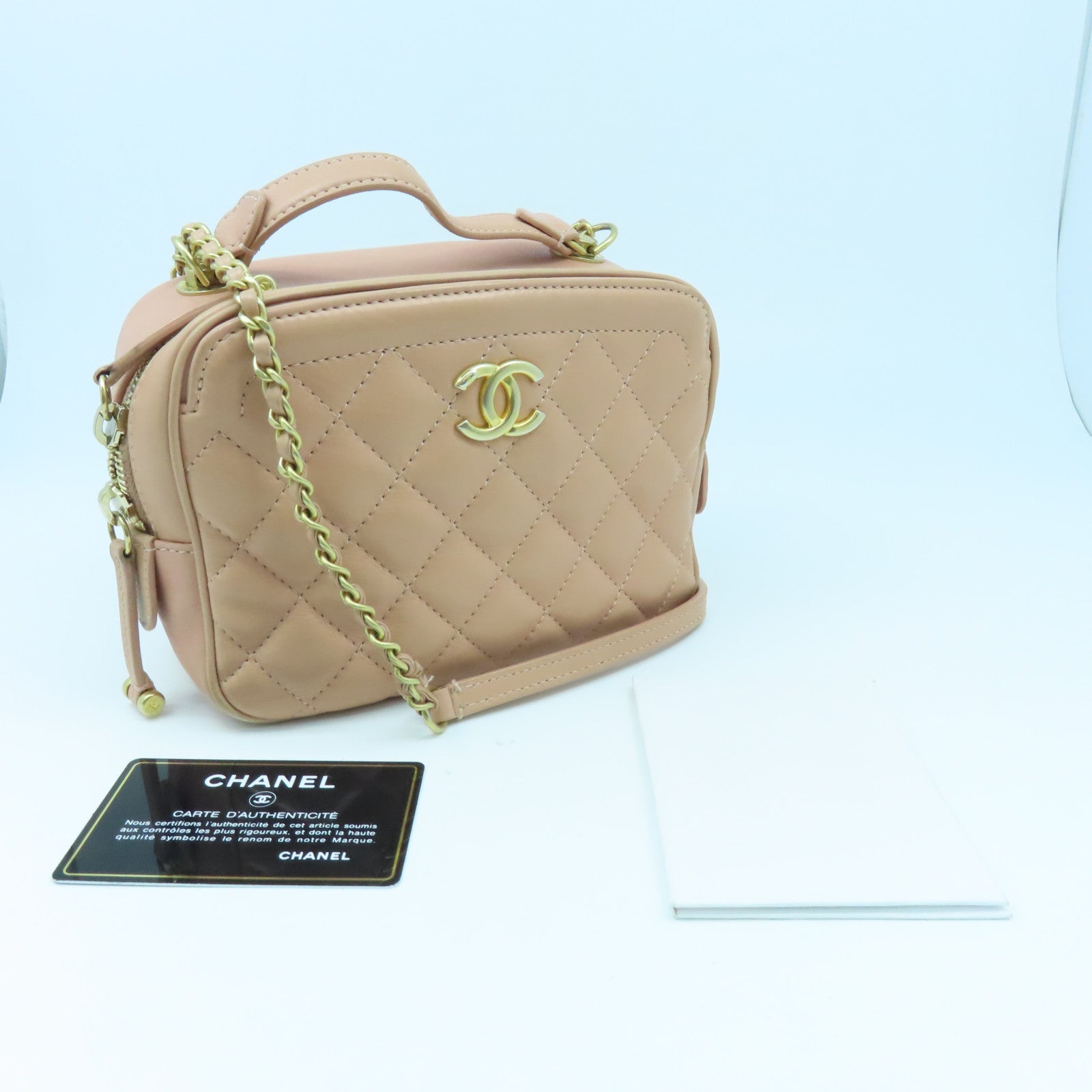 CHANEL 【激減優惠】菱格羊皮皮革Chain 2Way Shoulder金扣鏈帶手挽肩背兩用袋粉紅色