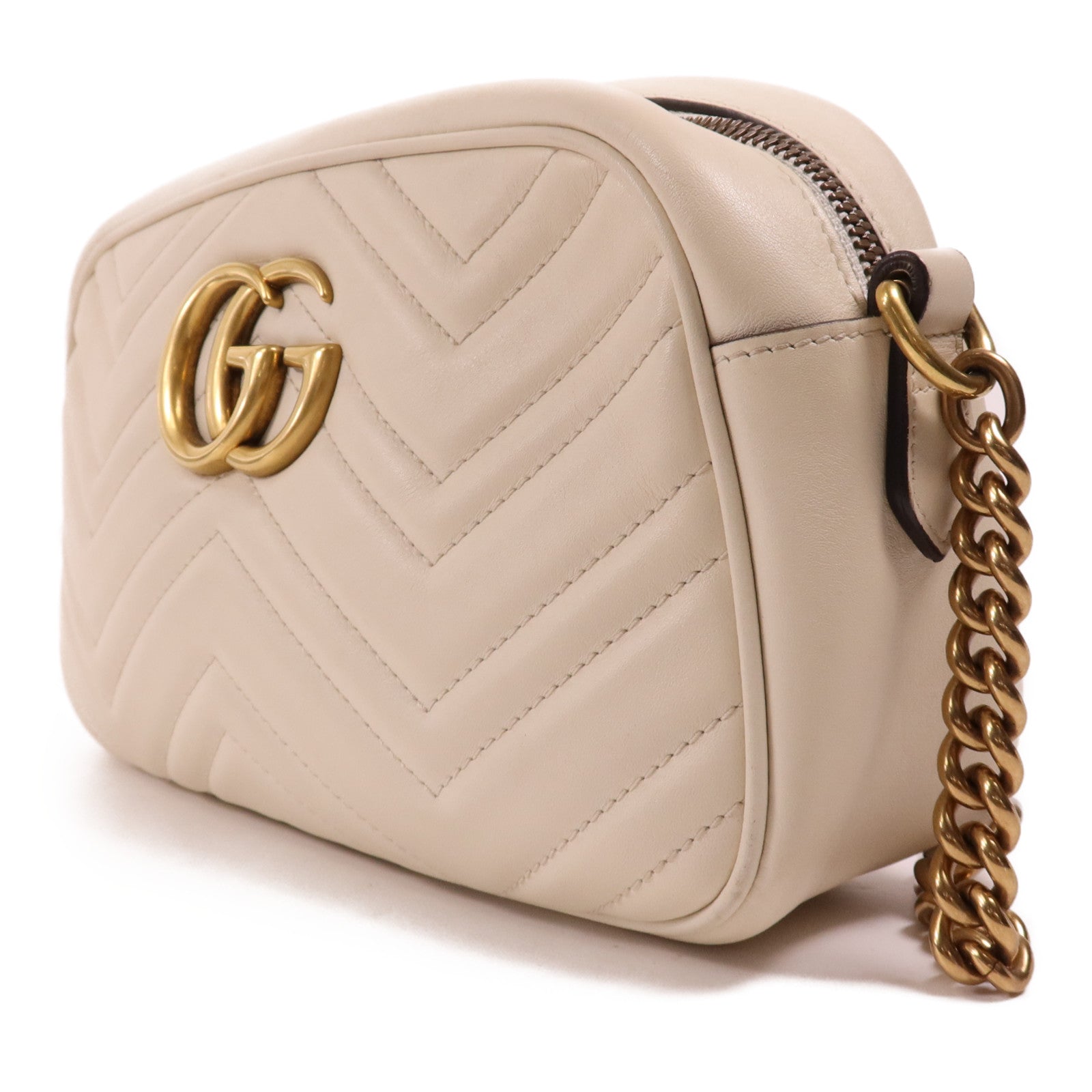 GUCCI 牛皮皮革GG Marmont金扣肩背袋