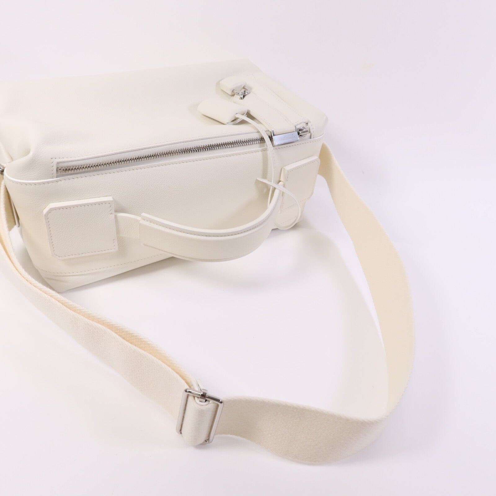 HERMES Evercolor皮革Emile 30銀扣肩背袋Blanc