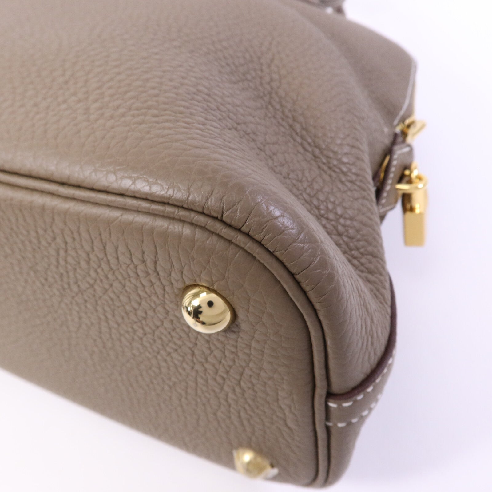 HERMES Clemence皮革Bolide 31金扣手挽肩背兩用袋Etoupe